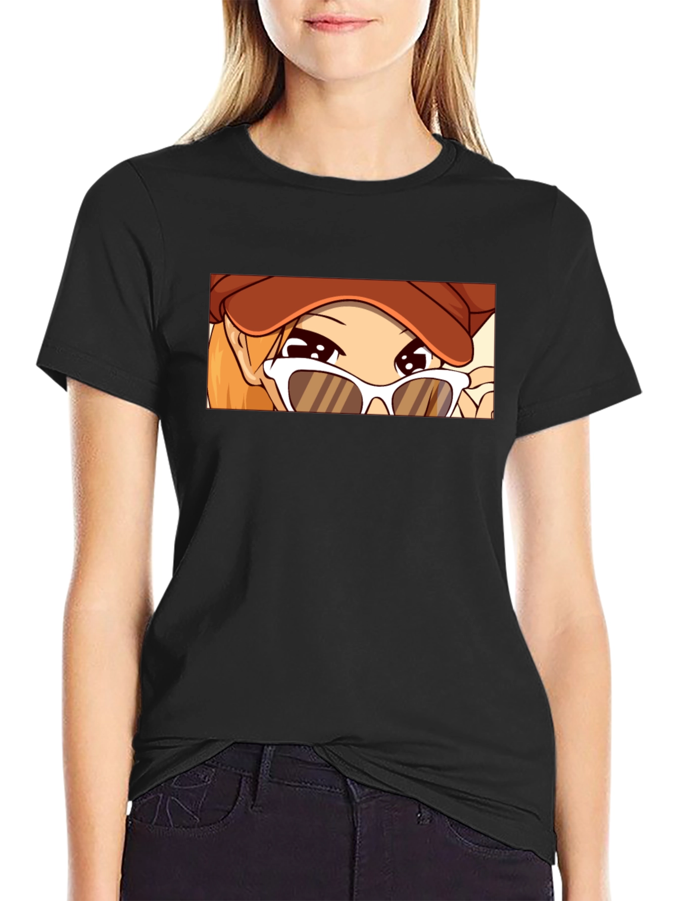 Anime Girl Graphic Tee - Stylish Black T-Shirt