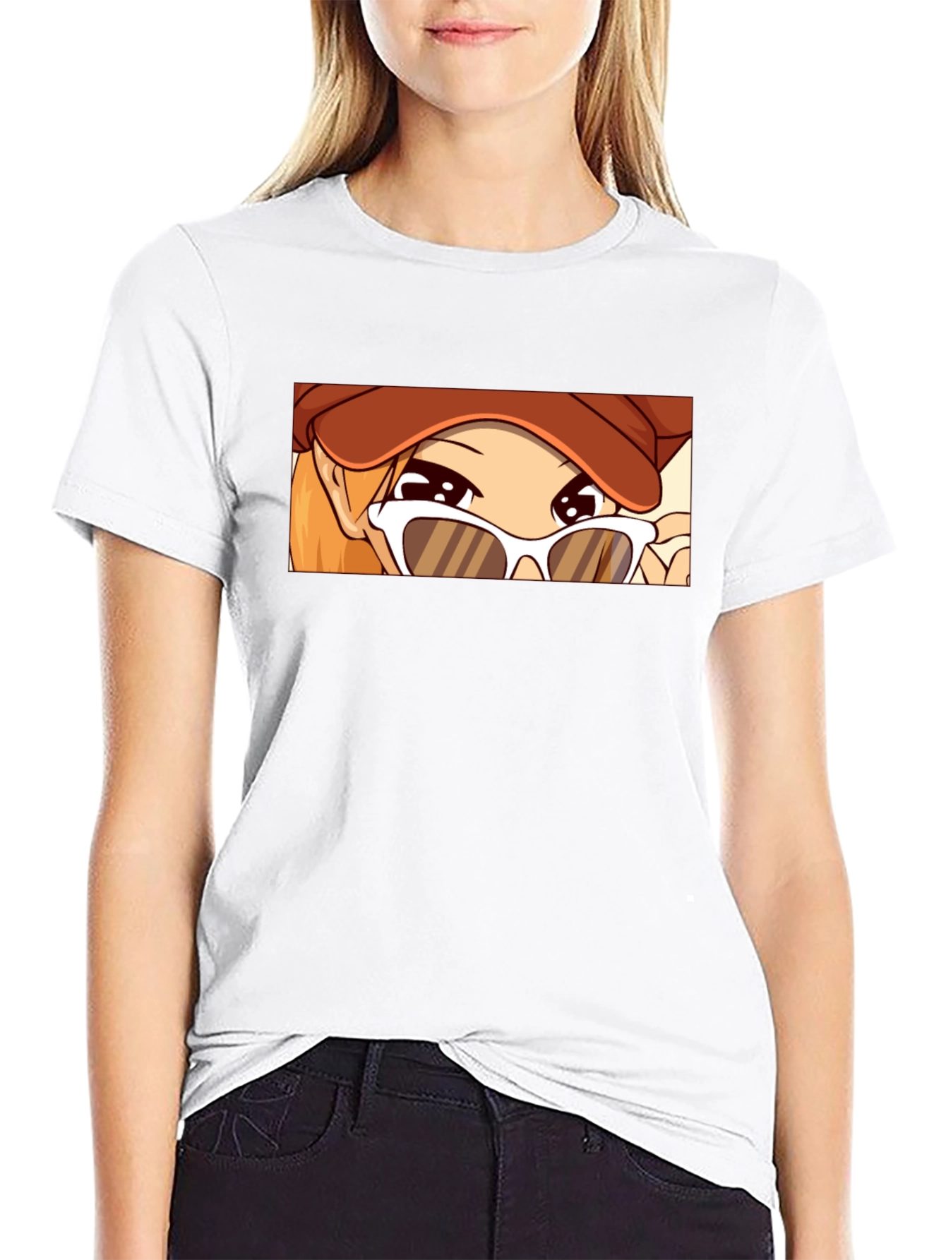 Anime Girl Graphic Tee - Stylish Black T-Shirt