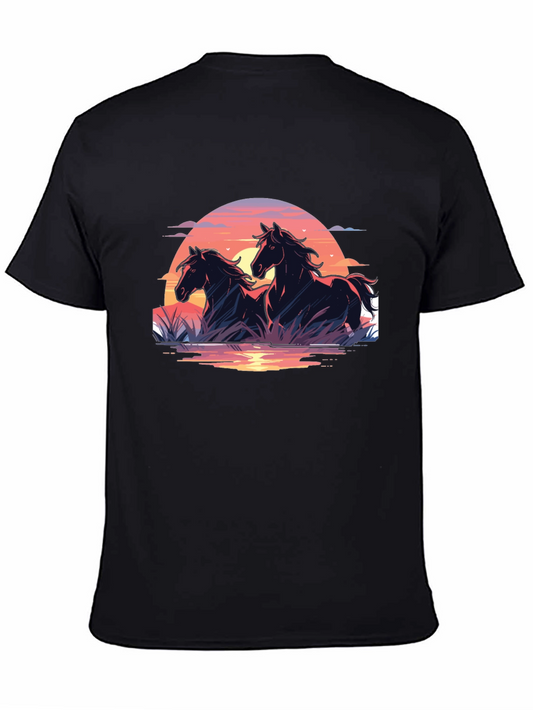 Black Horse Sunset Graphic Tee