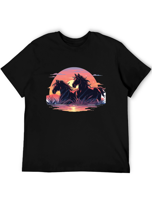 Black Horse Sunset Graphic Tee