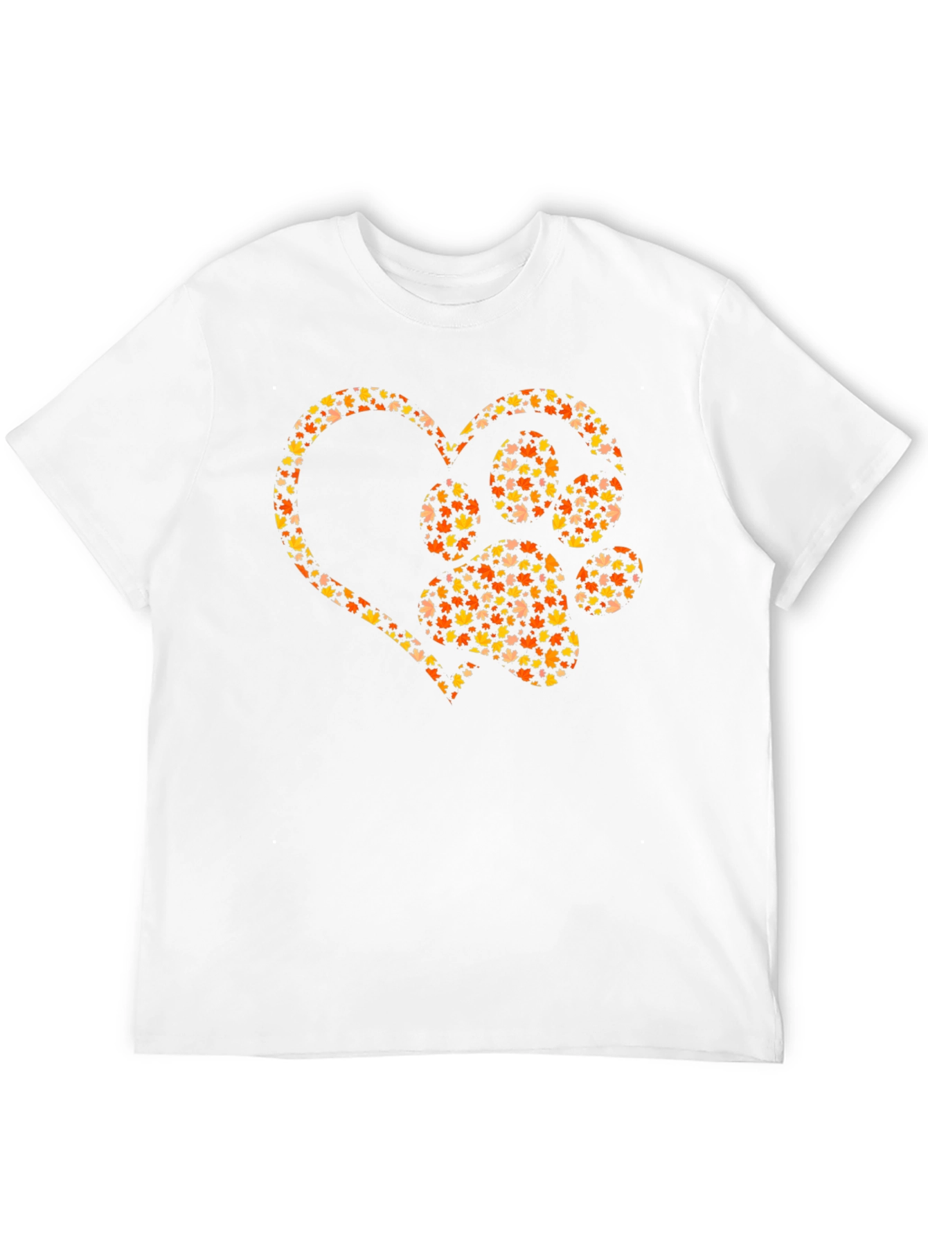 Heart Paw Print Graphic Tee - Fall Leaves Design