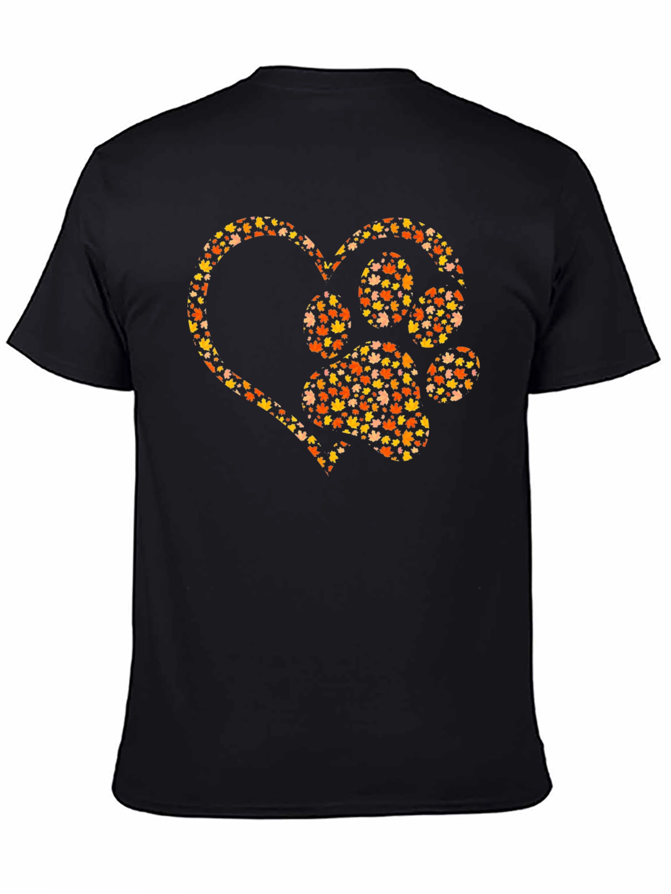 Heart Paw Print Graphic Tee - Fall Leaves Design