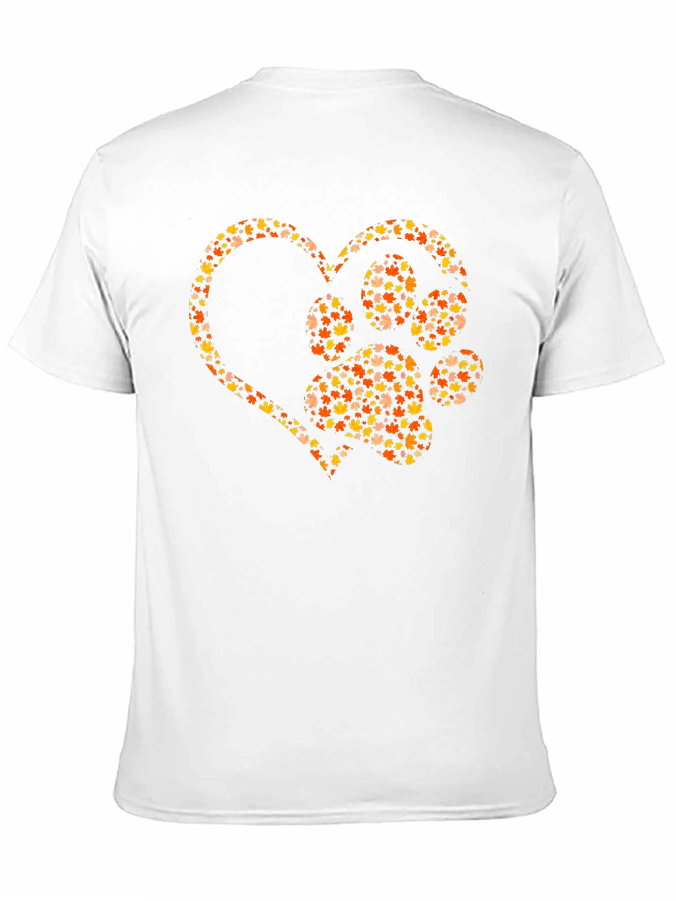 Heart Paw Print Graphic Tee - Fall Leaves Design