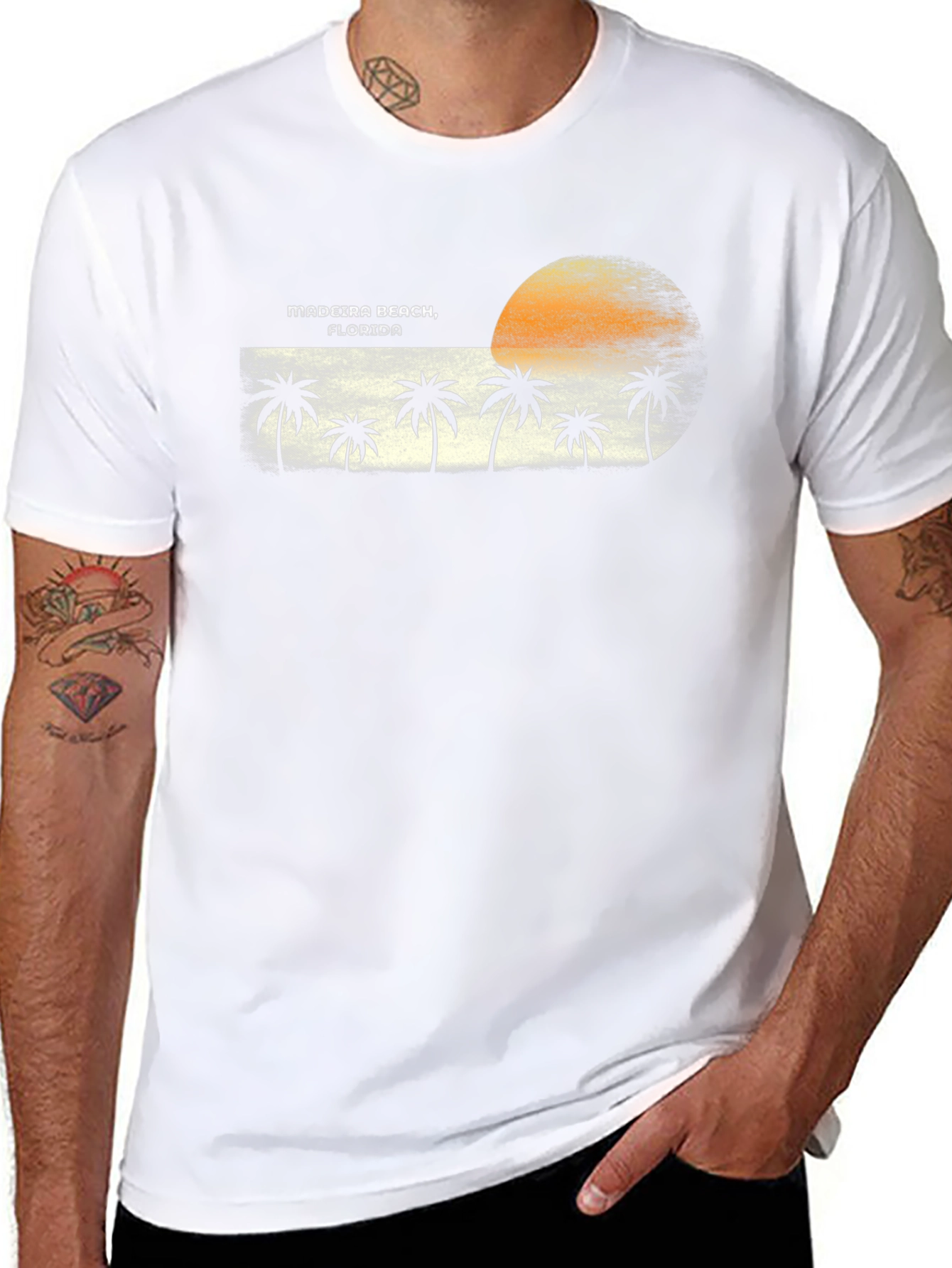 Madeira Beach Florida Palm Tree Sunset Graphic T-Shirt