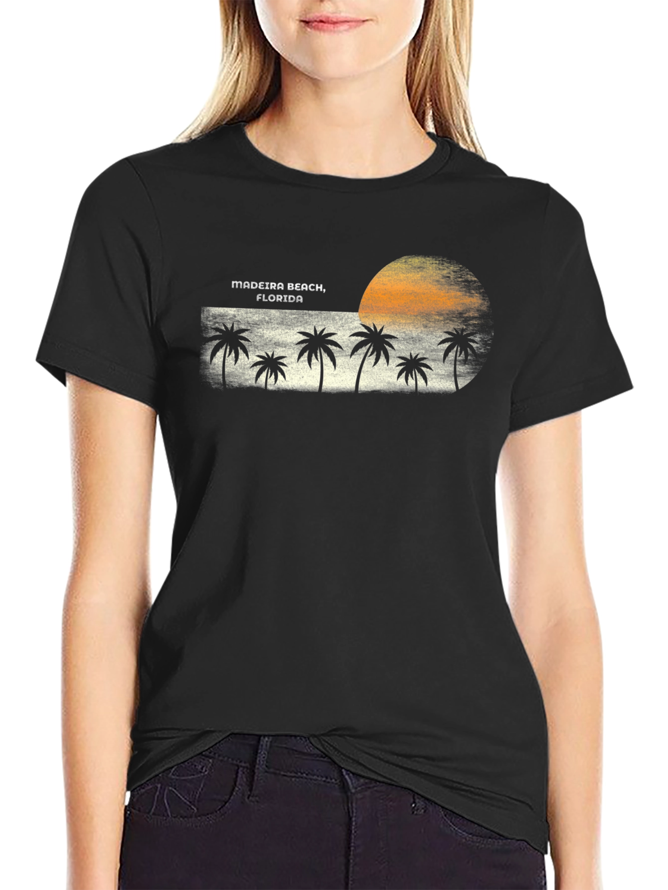 Madeira Beach Florida Palm Tree Sunset Graphic T-Shirt