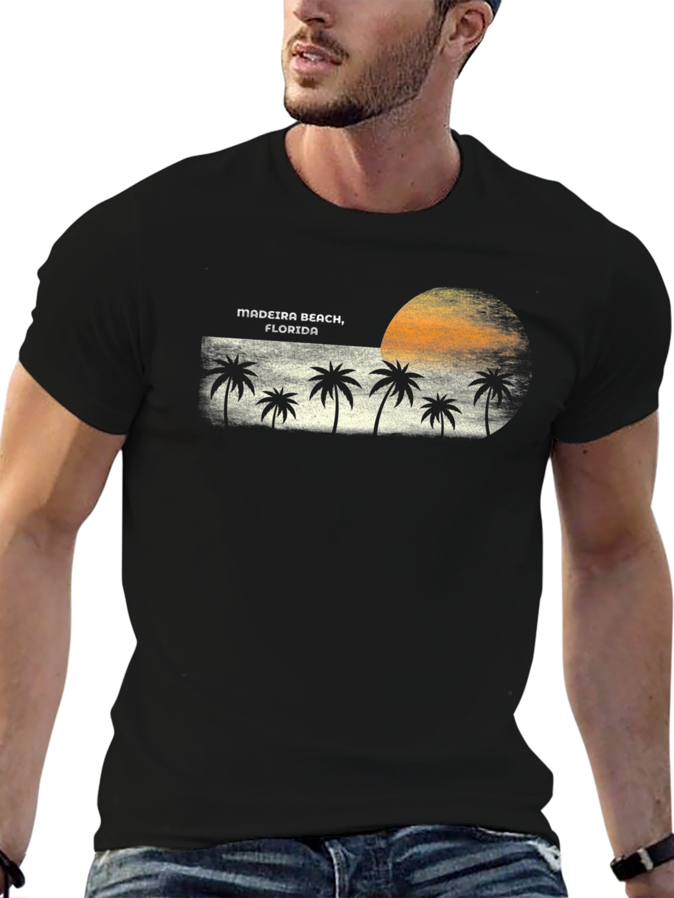 Madeira Beach Florida Palm Tree Sunset Graphic T-Shirt