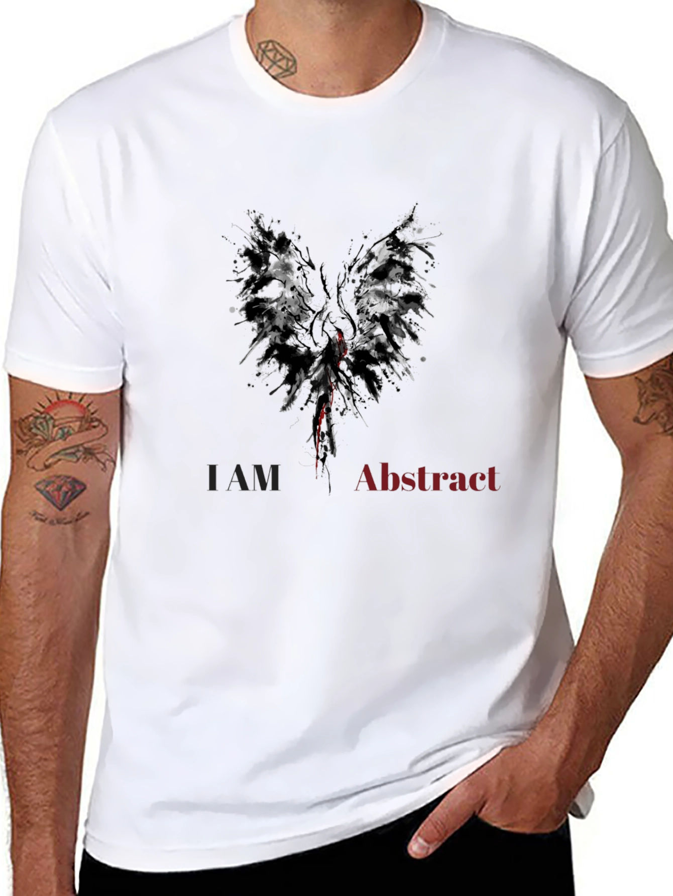 Abstract Wings Mens Black Graphic T-Shirt