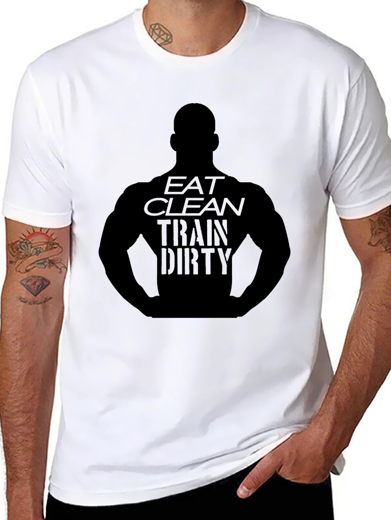 Eat Clean Train Dirty Black T-Shirt Gym Fitness