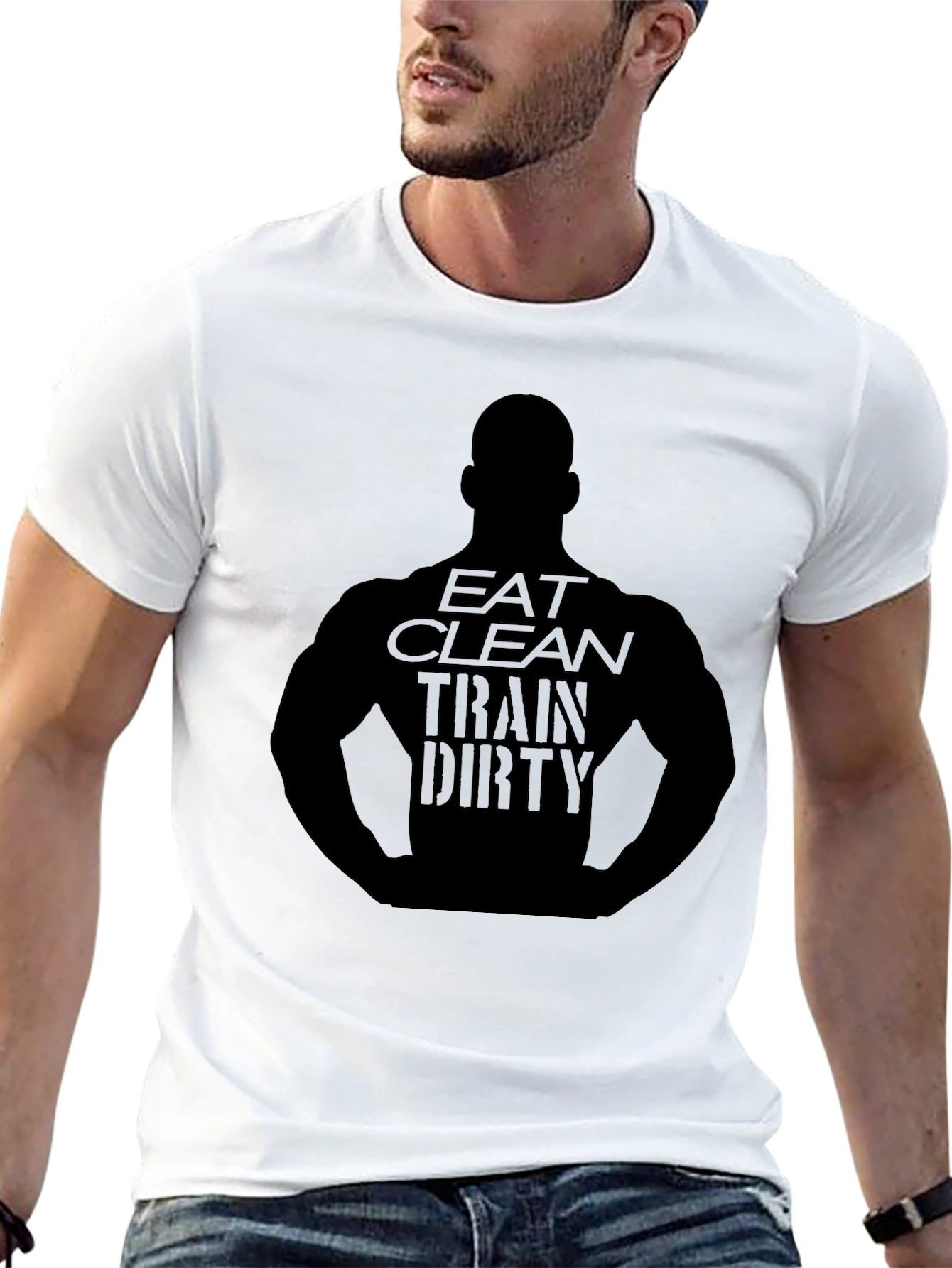 Eat Clean Train Dirty Black T-Shirt Gym Fitness