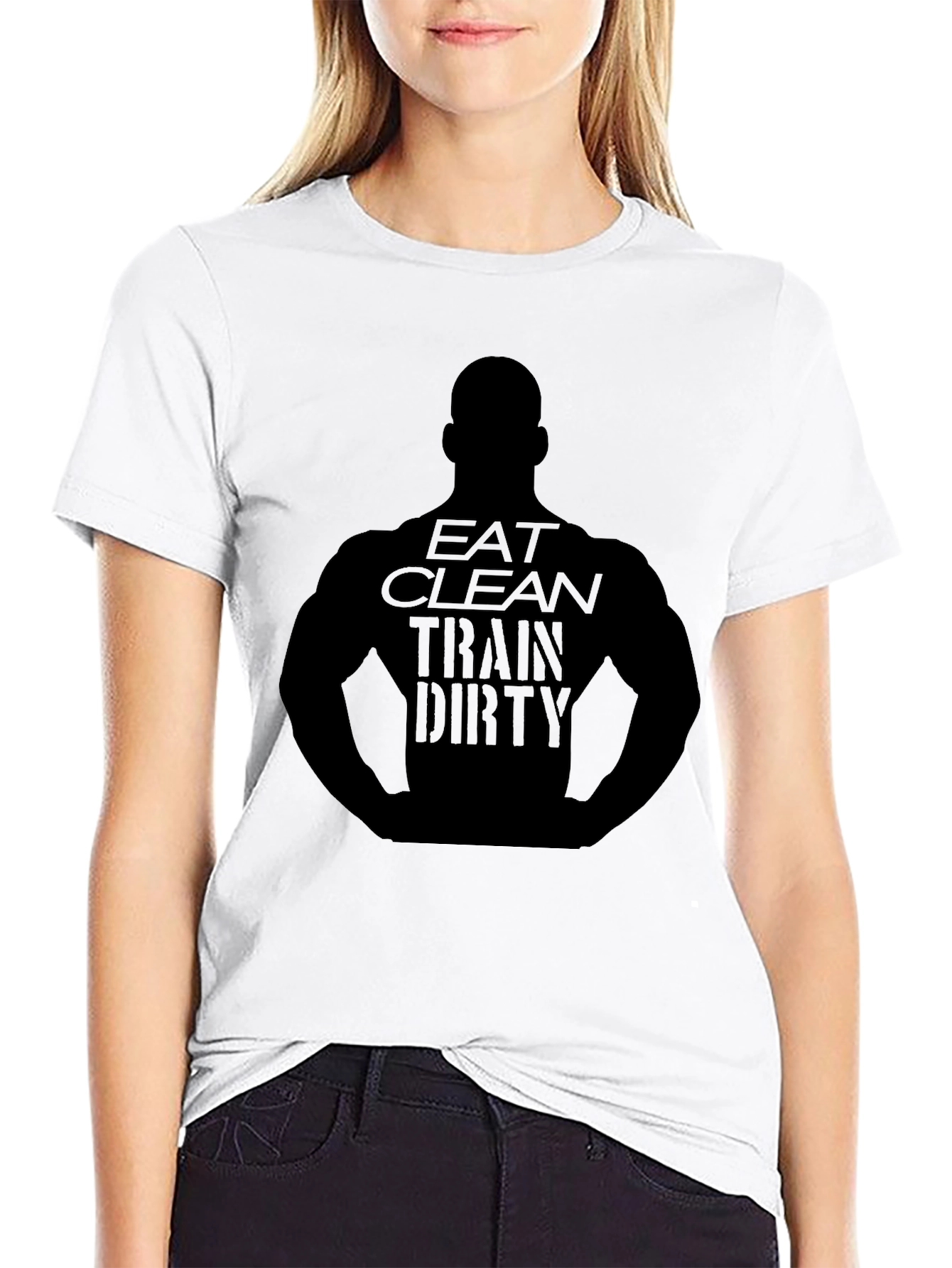 Eat Clean Train Dirty Black T-Shirt Gym Fitness