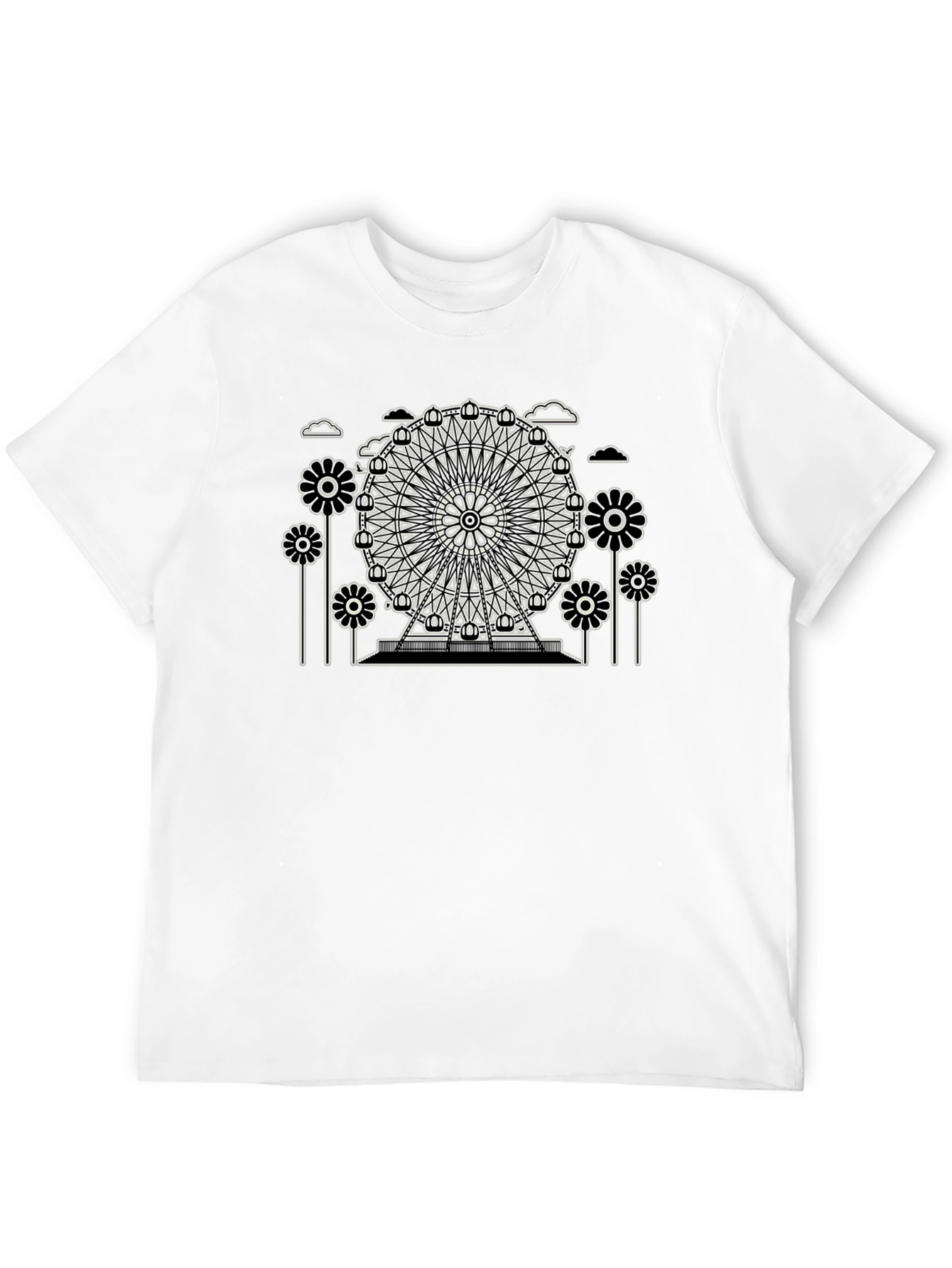 Ferris Wheel Graphic Tee - Black Cotton T-Shirt