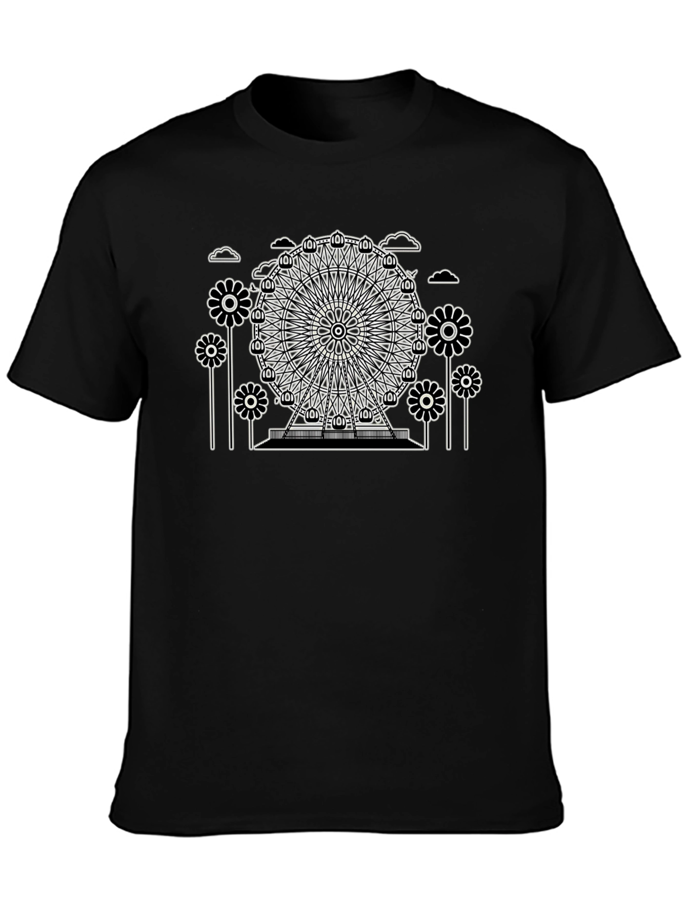 Ferris Wheel Graphic Tee - Black Cotton T-Shirt