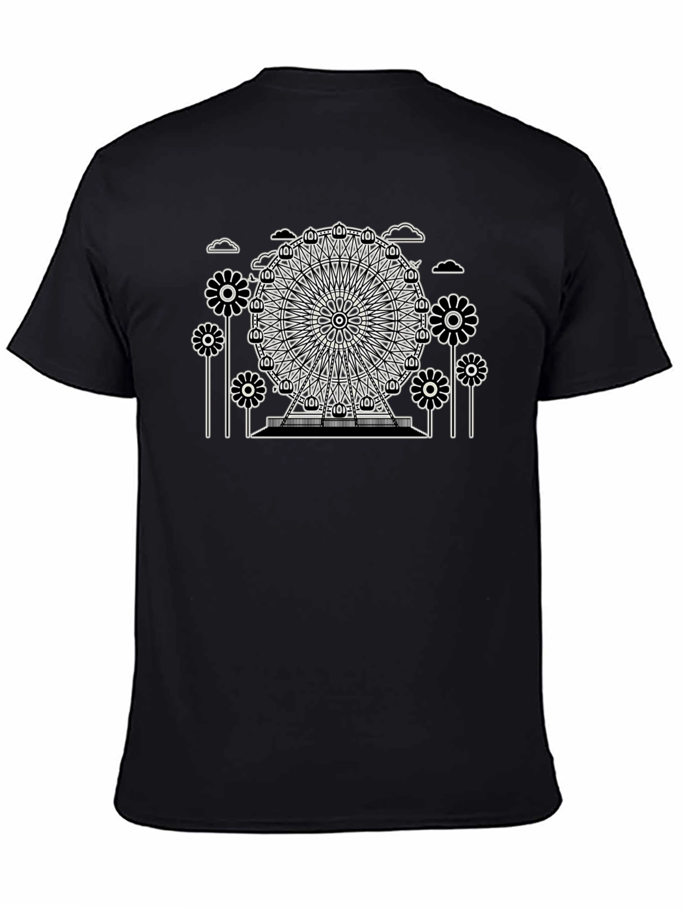 Ferris Wheel Graphic Tee - Black Cotton T-Shirt