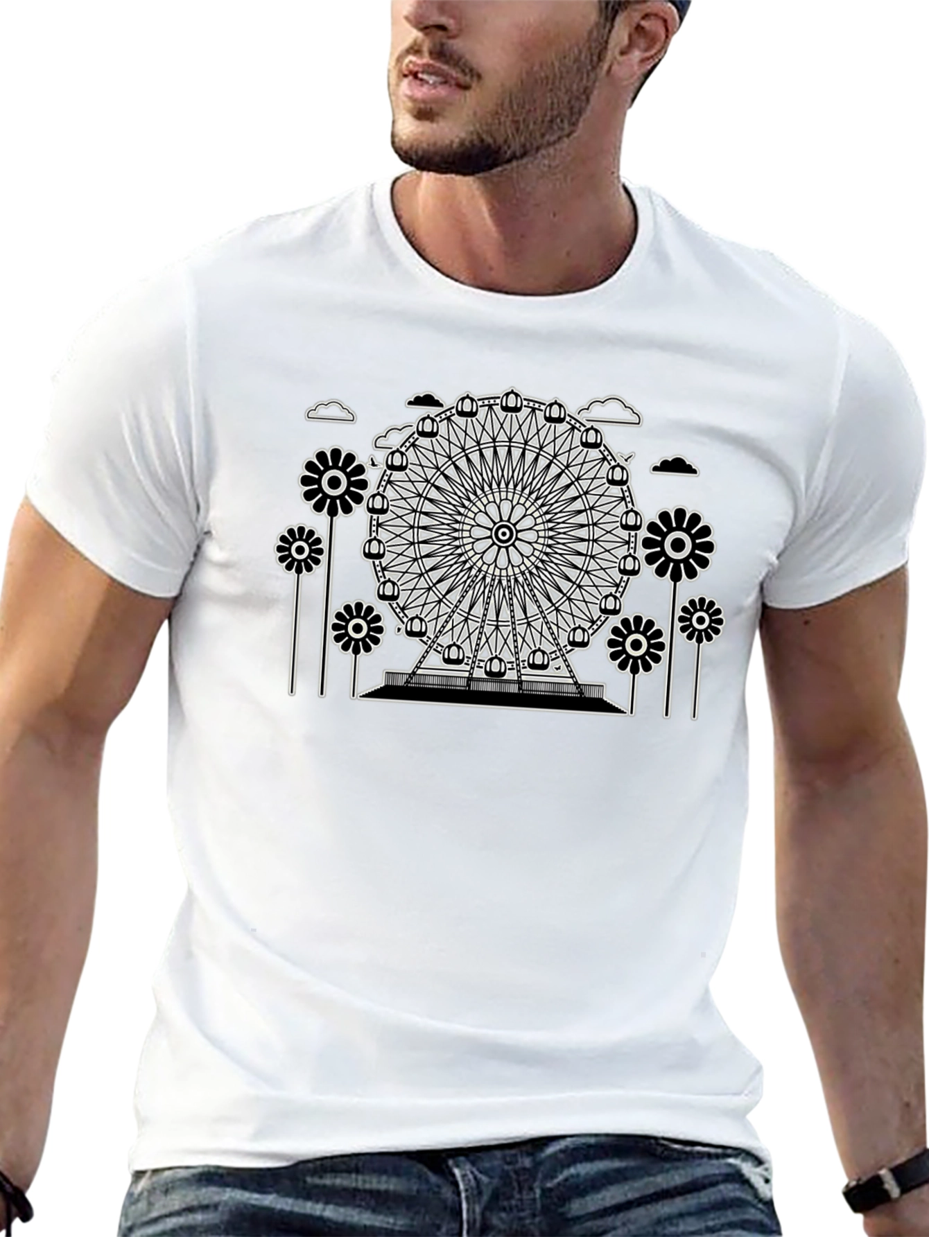 Ferris Wheel Graphic Tee - Black Cotton T-Shirt
