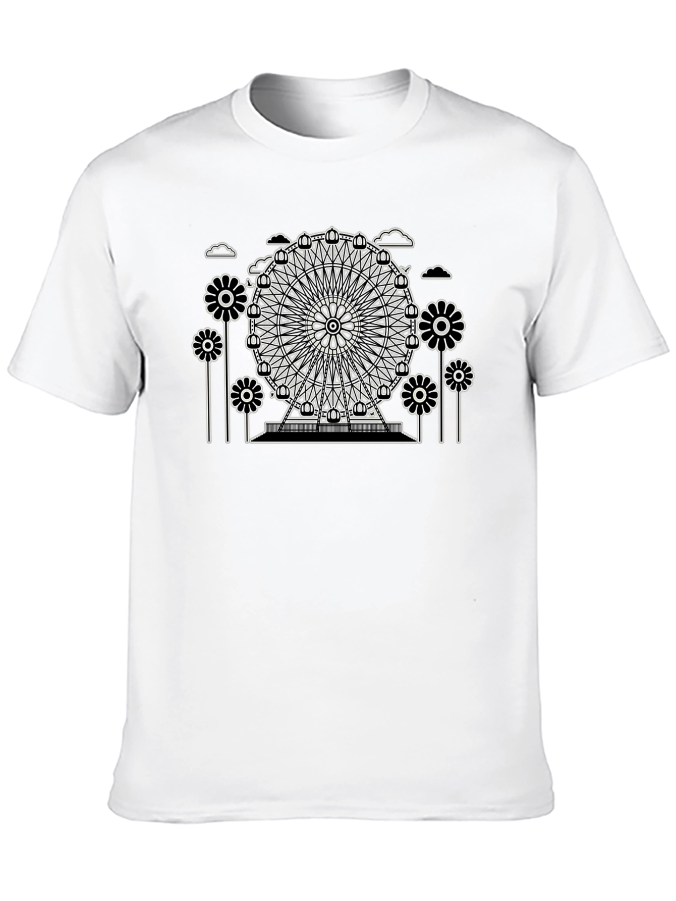 Ferris Wheel Graphic Tee - Black Cotton T-Shirt