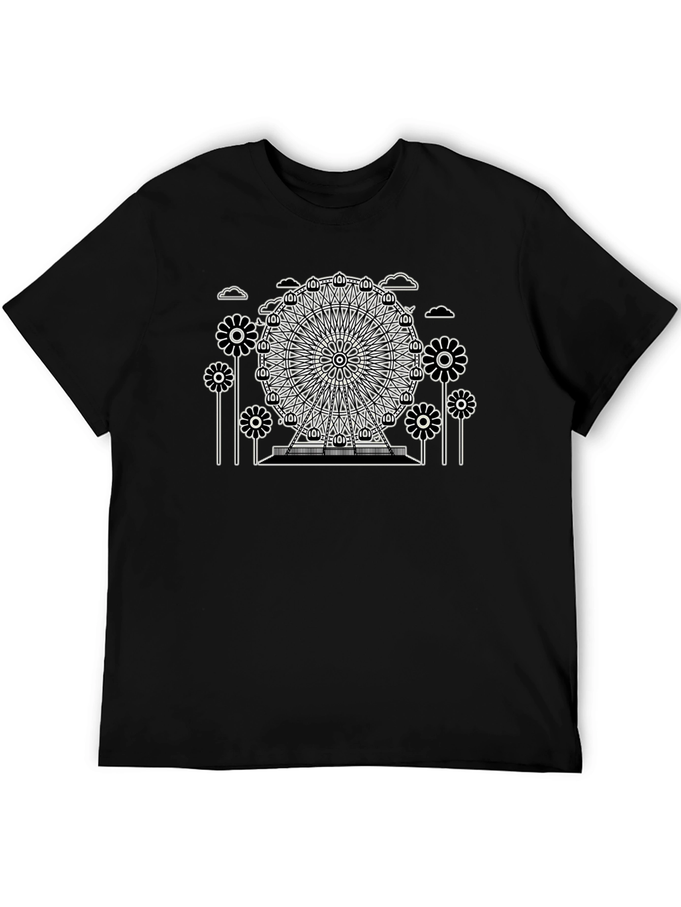 Ferris Wheel Graphic Tee - Black Cotton T-Shirt
