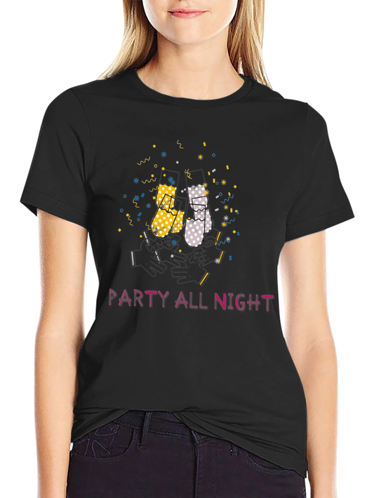 Party All Night Graphic Tee - Black