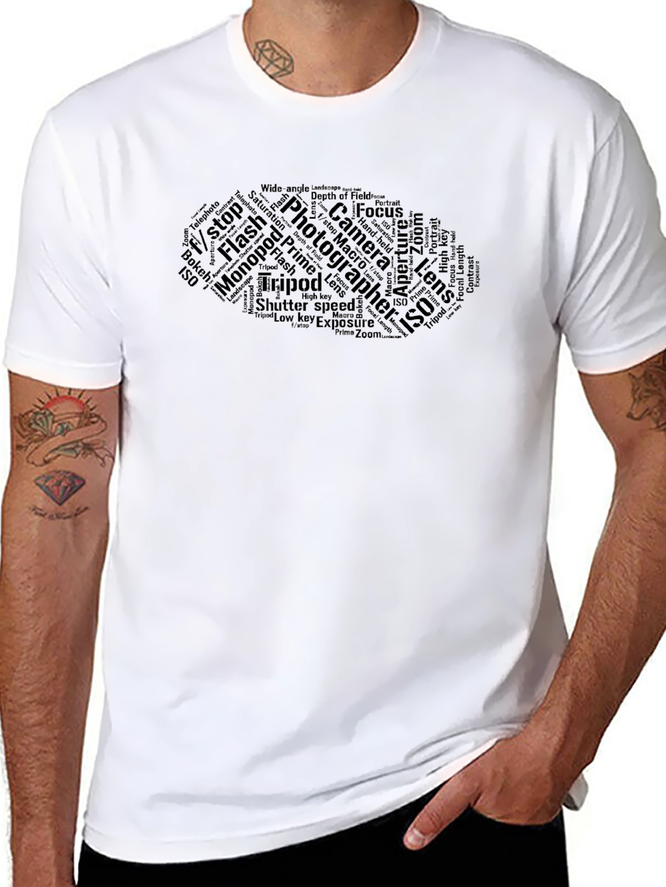 Photographer Word Art Black T-Shirt