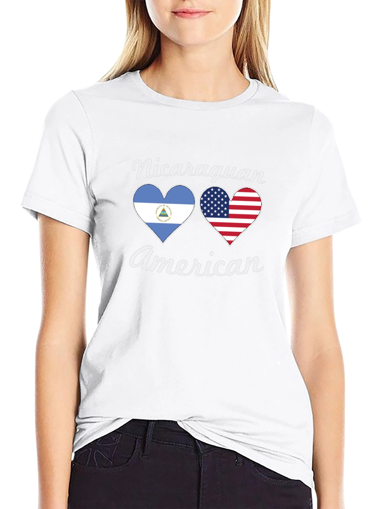 Nicaraguan American Flag Heart T-Shirt