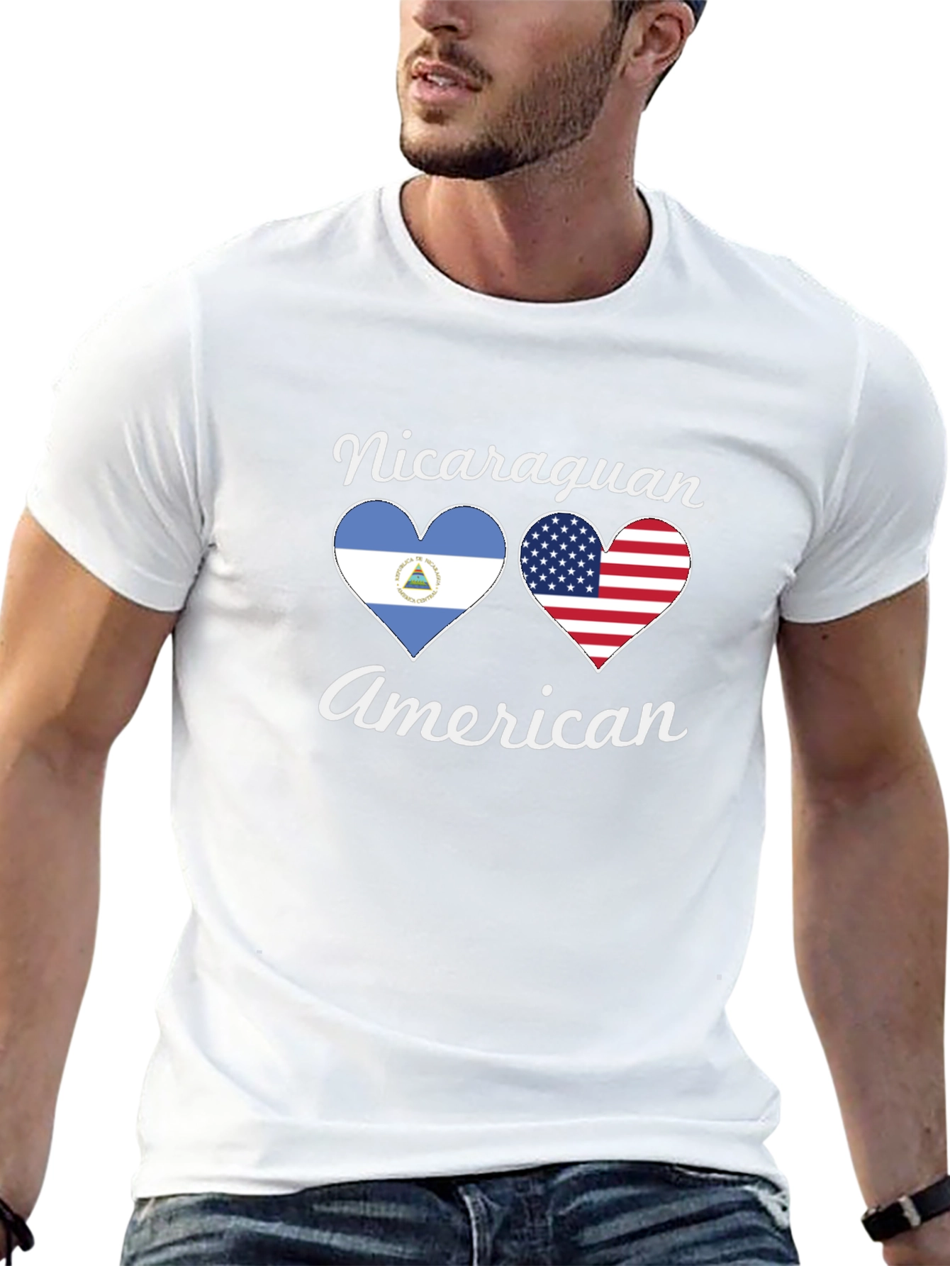 Nicaraguan American Flag Heart T-Shirt
