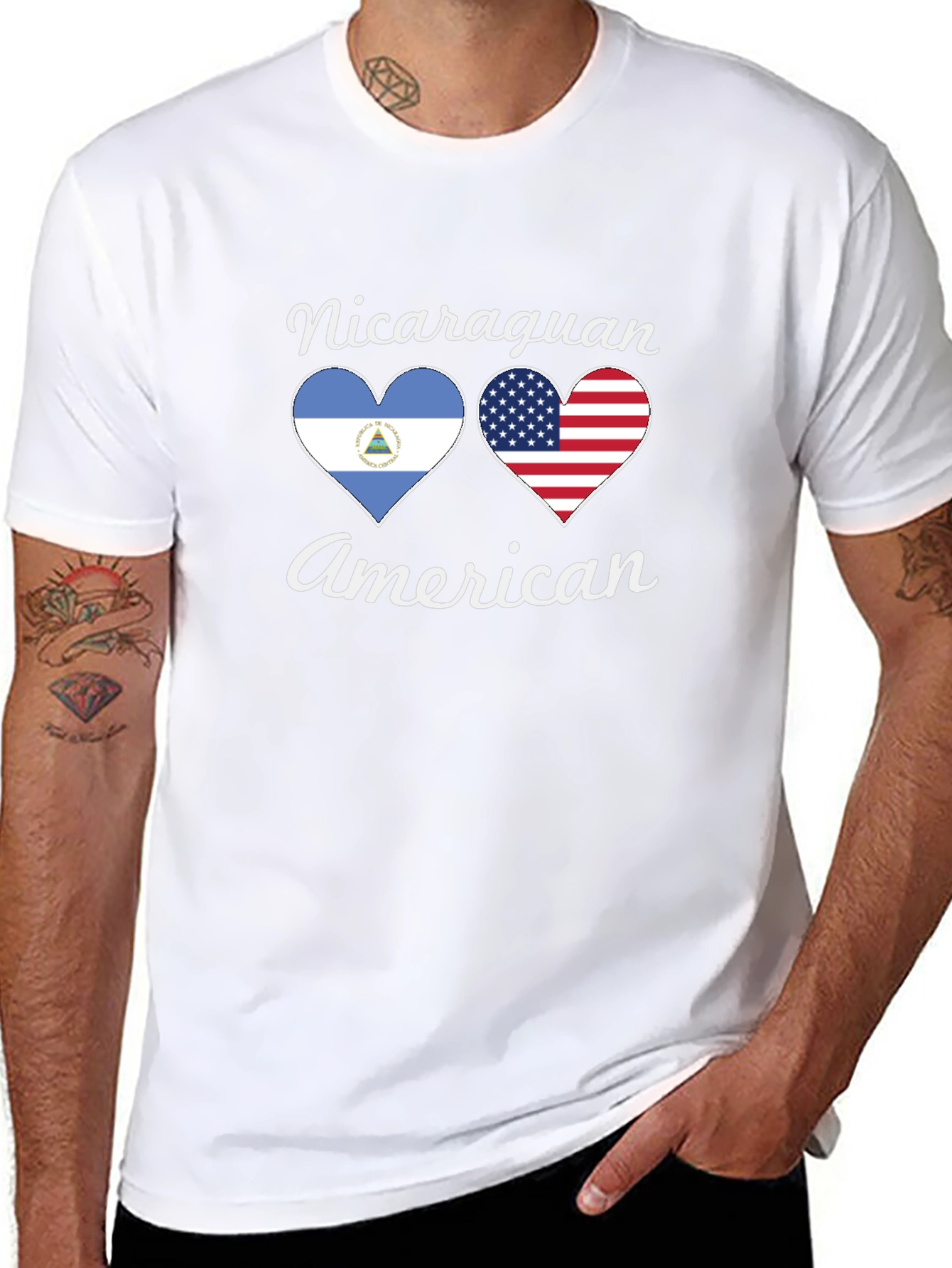 Nicaraguan American Flag Heart T-Shirt