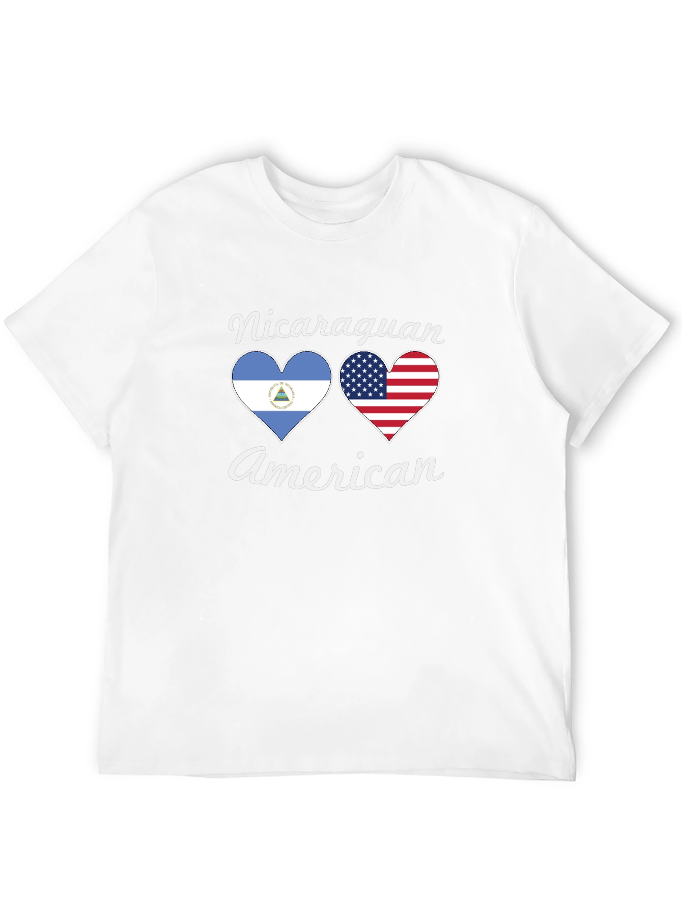 Nicaraguan American Flag Heart T-Shirt
