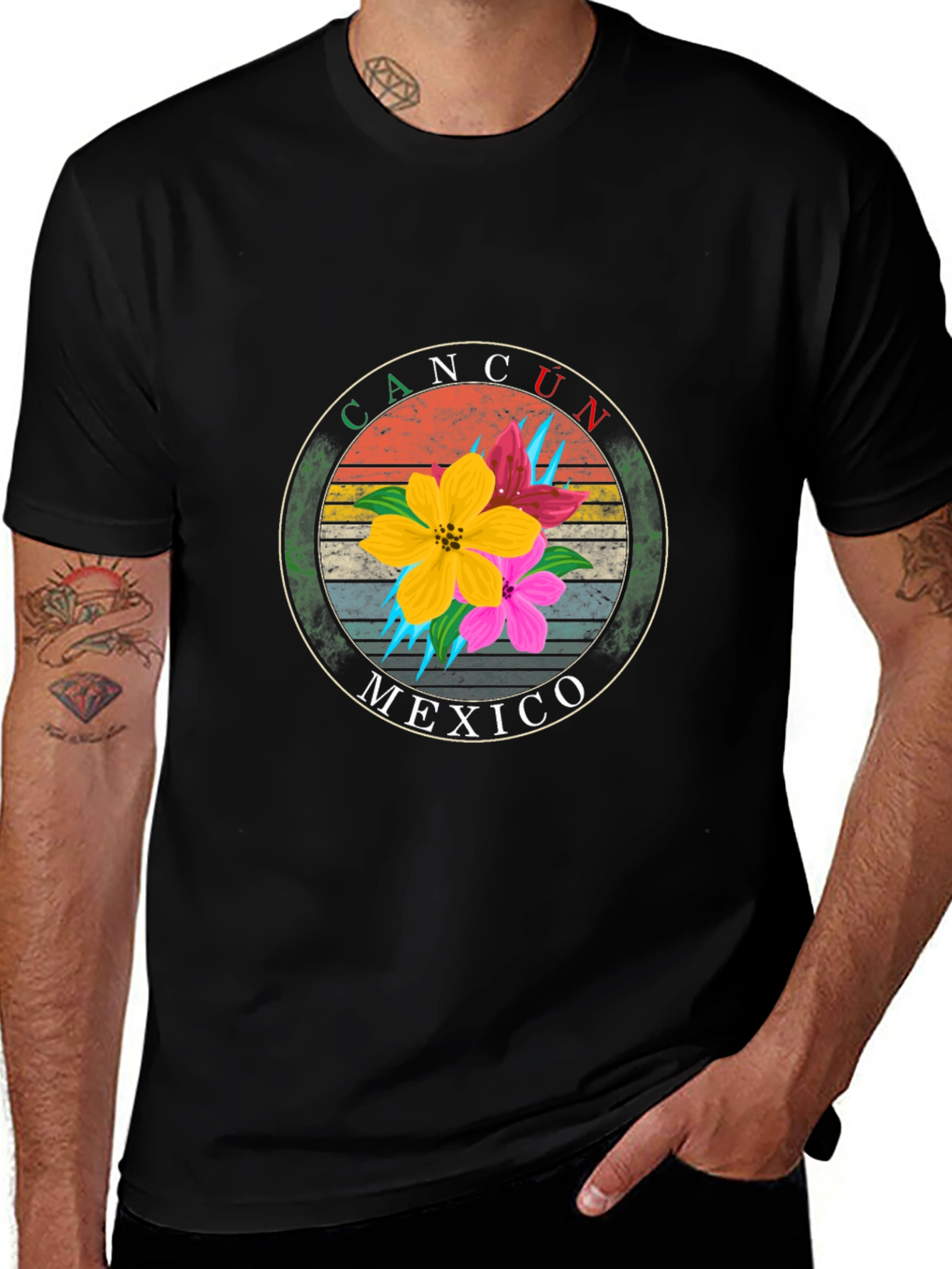 Cancun Mexico Floral T-Shirt - Summer Vacation Tee