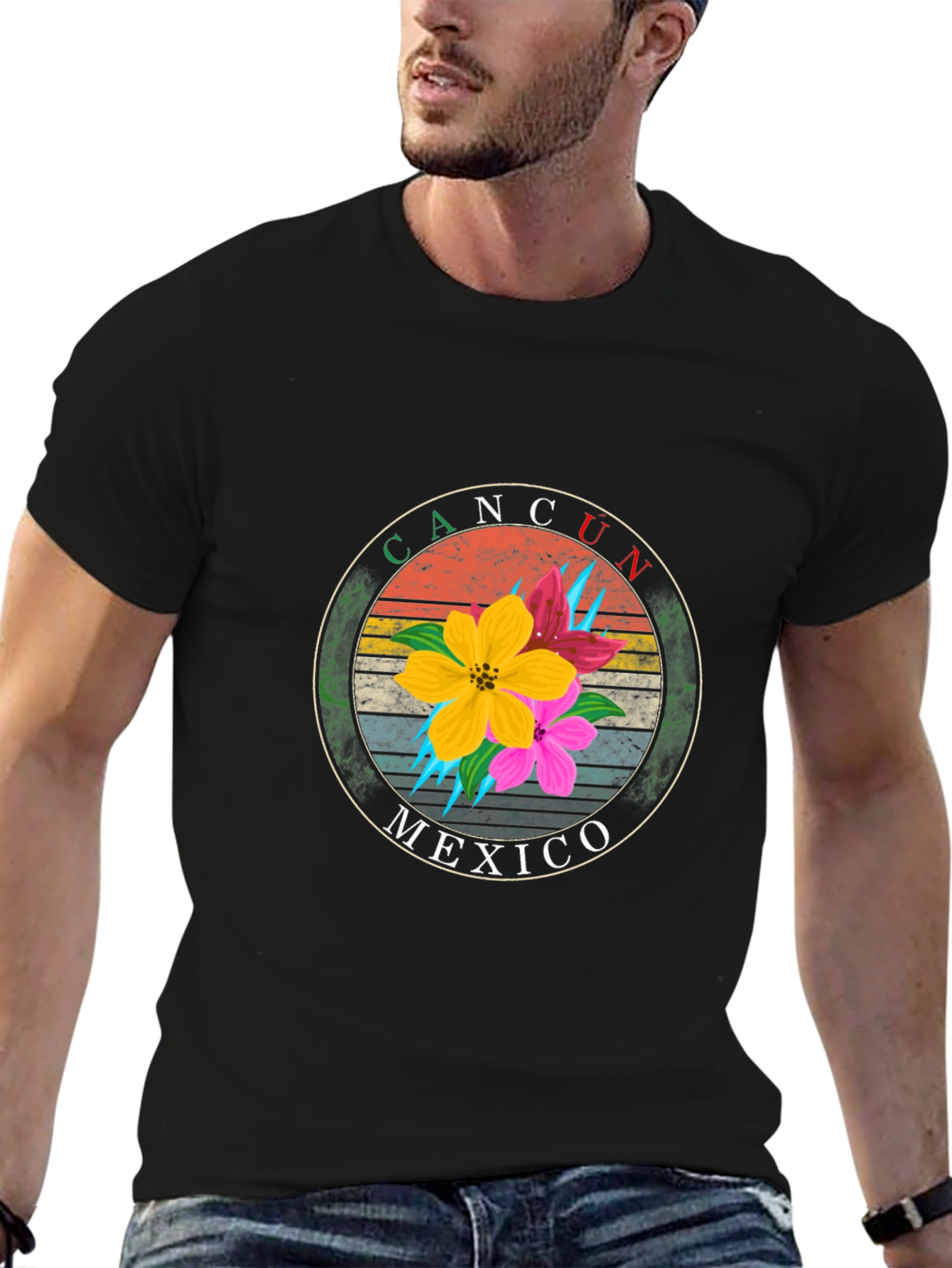 Cancun Mexico Floral T-Shirt - Summer Vacation Tee