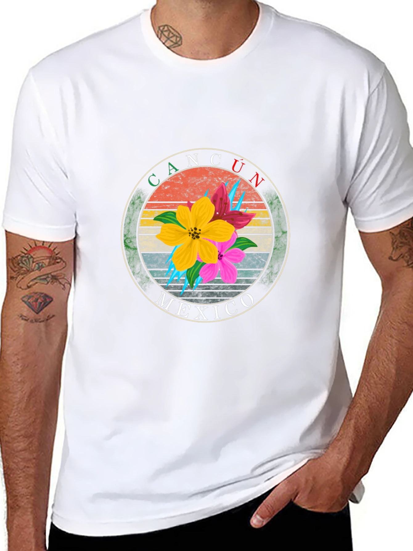 Cancun Mexico Floral T-Shirt - Summer Vacation Tee