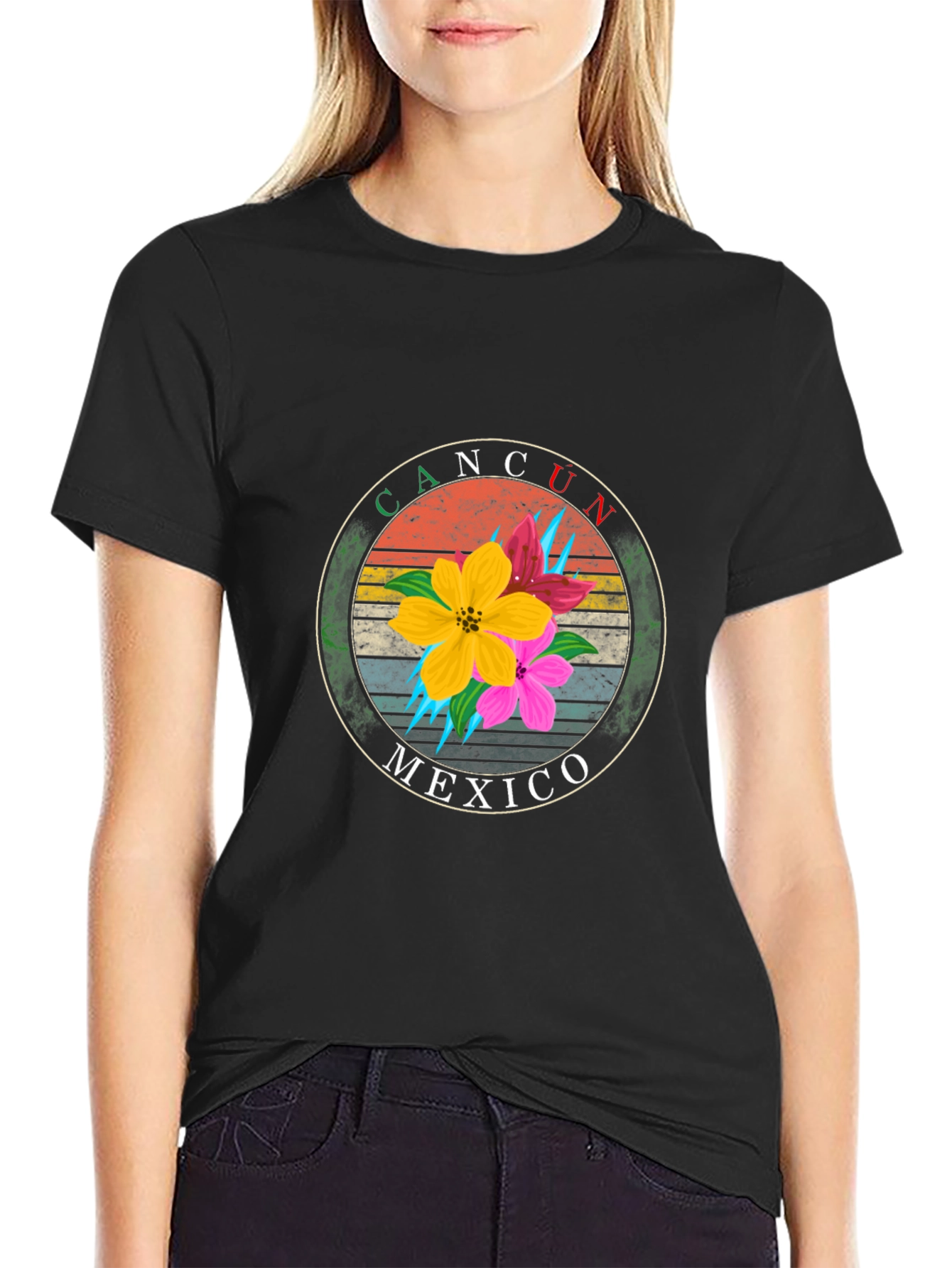 Cancun Mexico Floral T-Shirt - Summer Vacation Tee