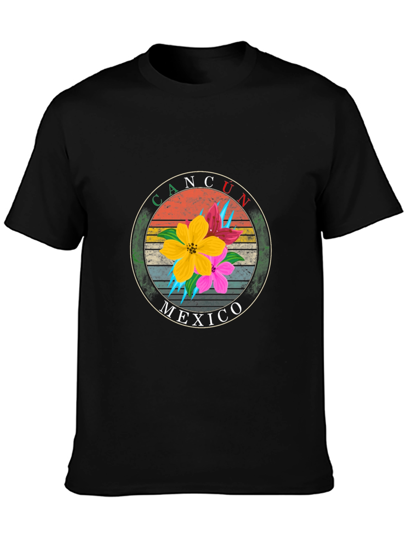 Cancun Mexico Floral T-Shirt - Summer Vacation Tee