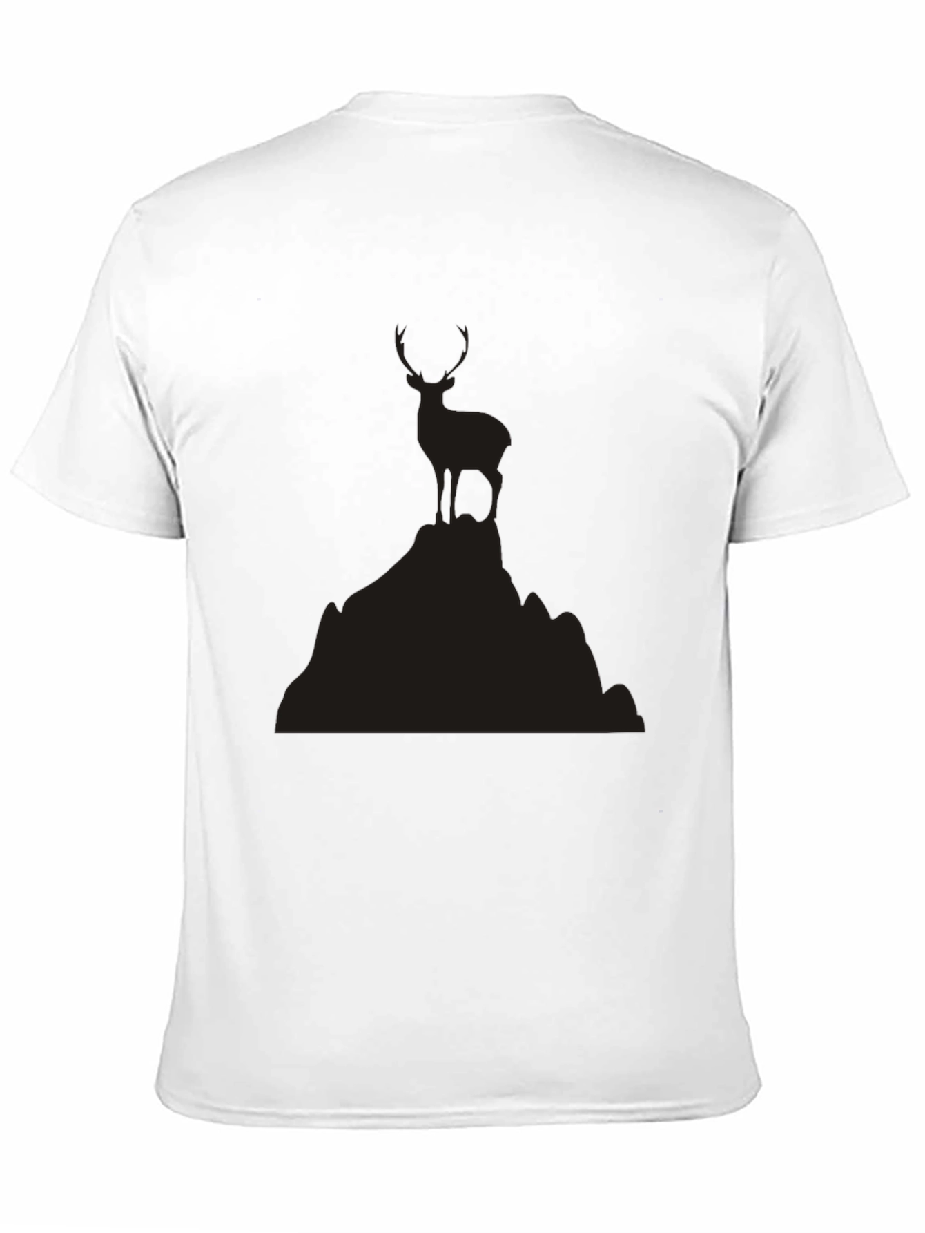Mens Black Deer Graphic Tee - Mountain Scene
