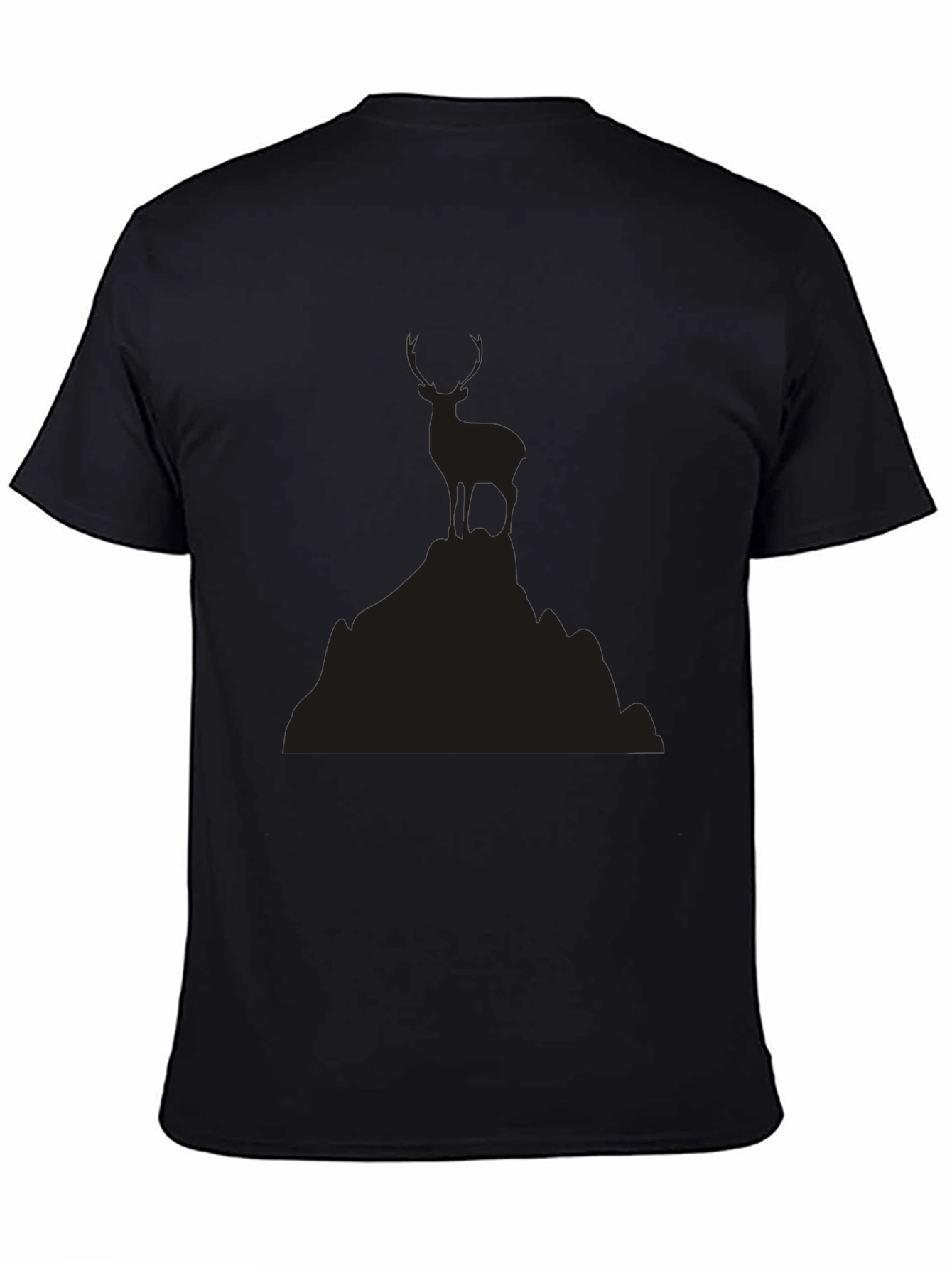 Mens Black Deer Graphic Tee - Mountain Scene