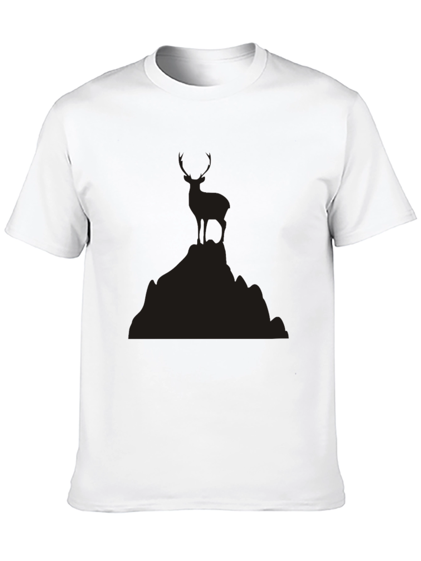 Mens Black Deer Graphic Tee - Mountain Scene