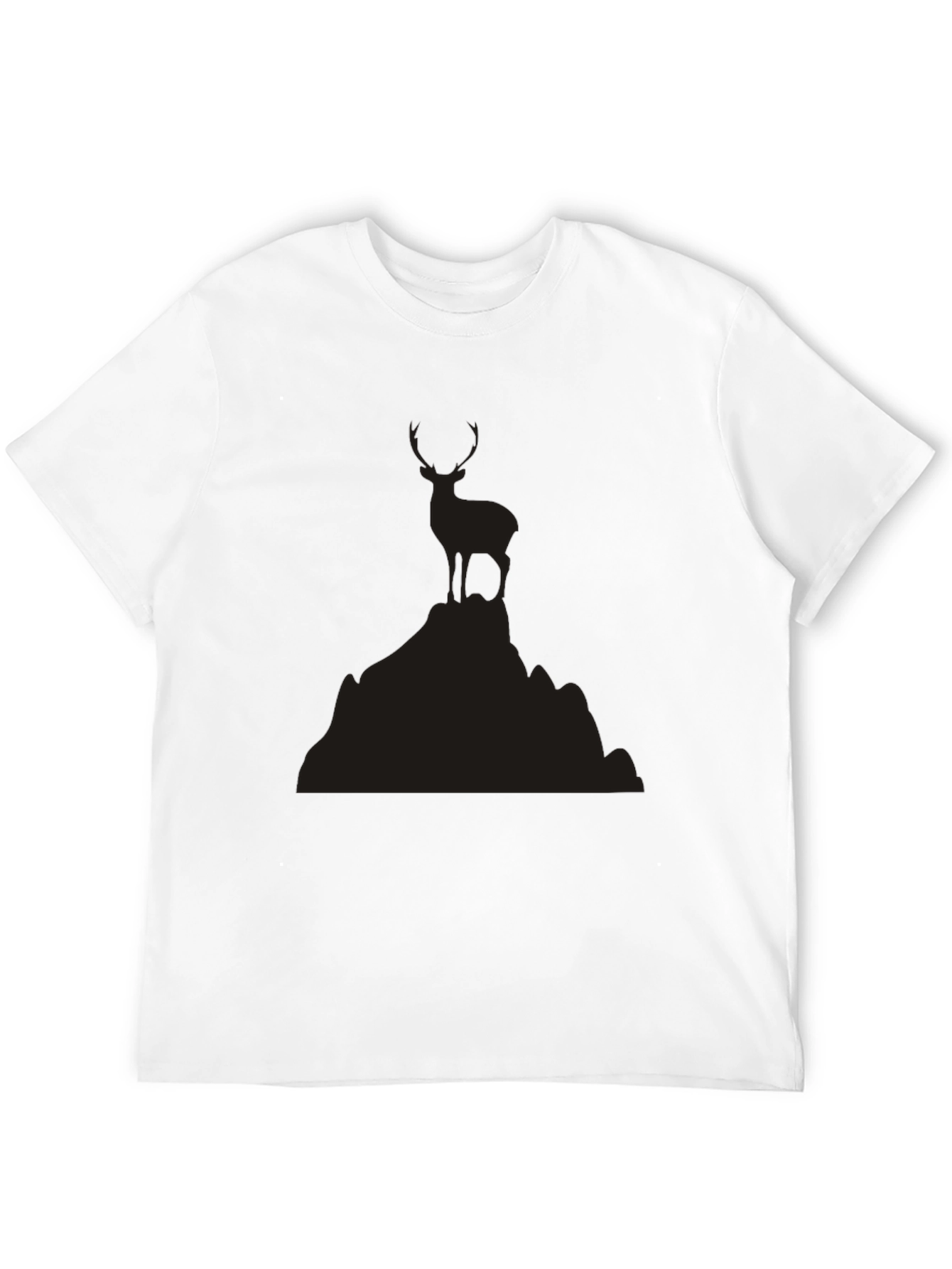 Mens Black Deer Graphic Tee - Mountain Scene