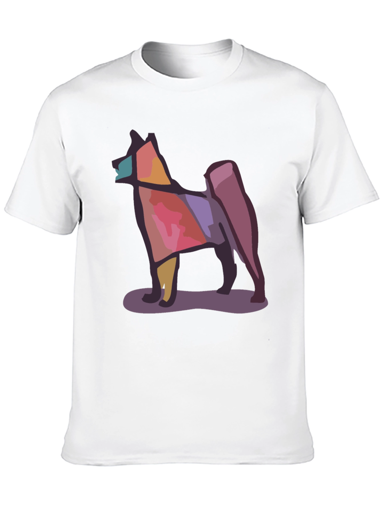 Geometric Dog Graphic Tee - Modern Style