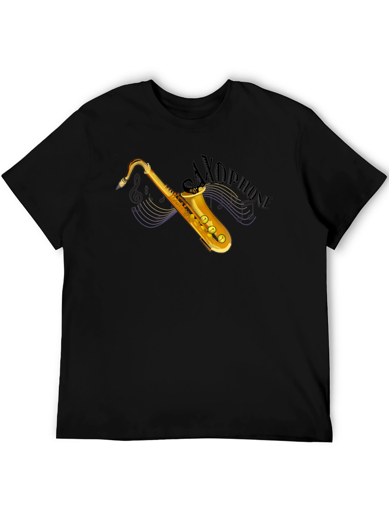 Saxophone Graphic Black T-Shirt - Music Lover Tee