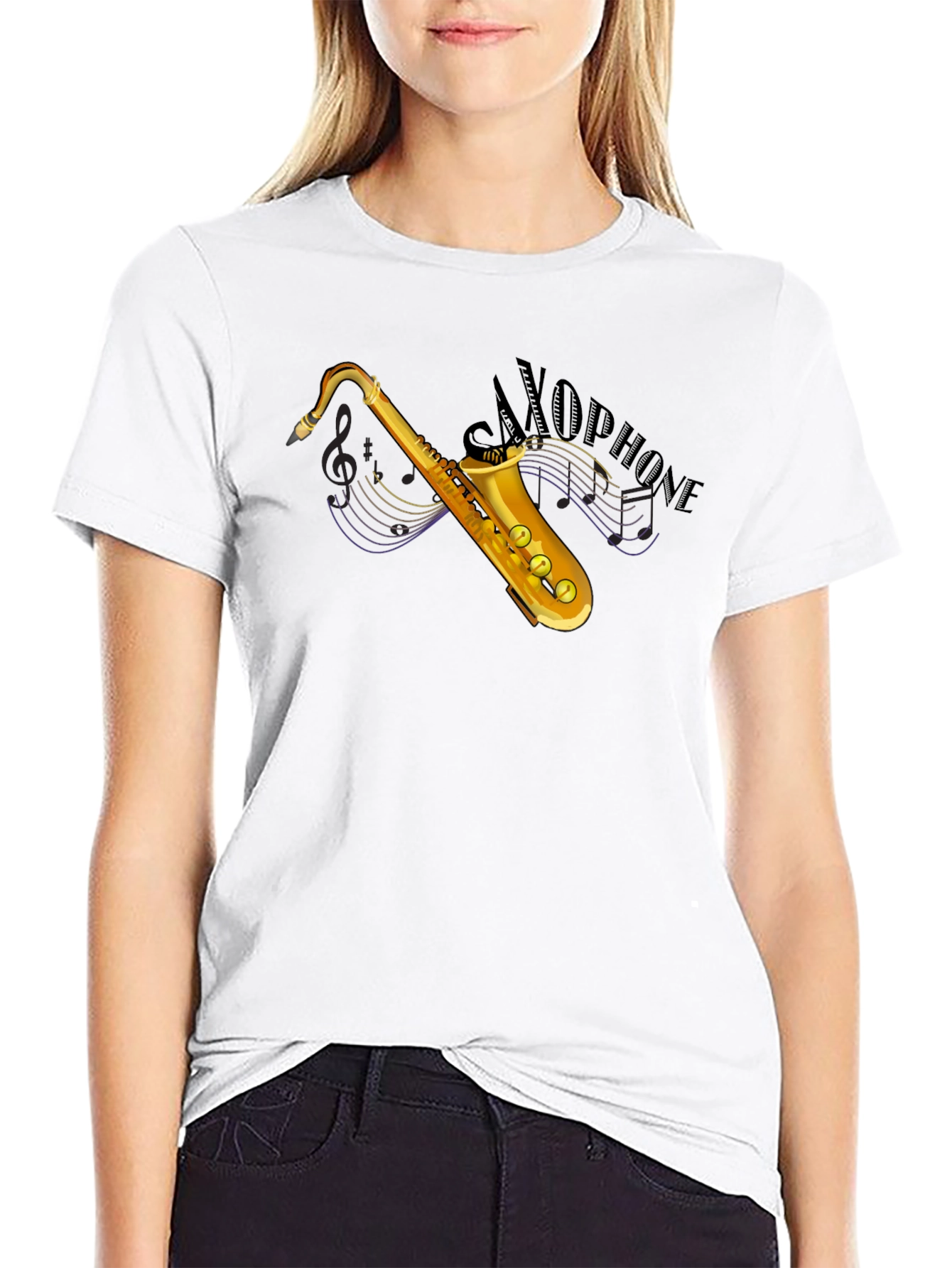 Saxophone Graphic Black T-Shirt - Music Lover Tee
