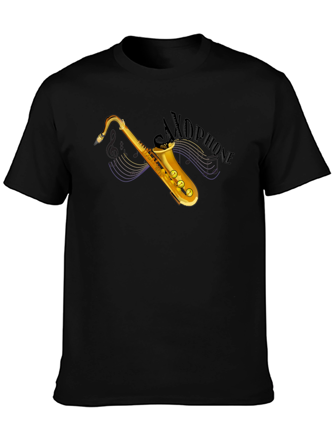 Saxophone Graphic Black T-Shirt - Music Lover Tee