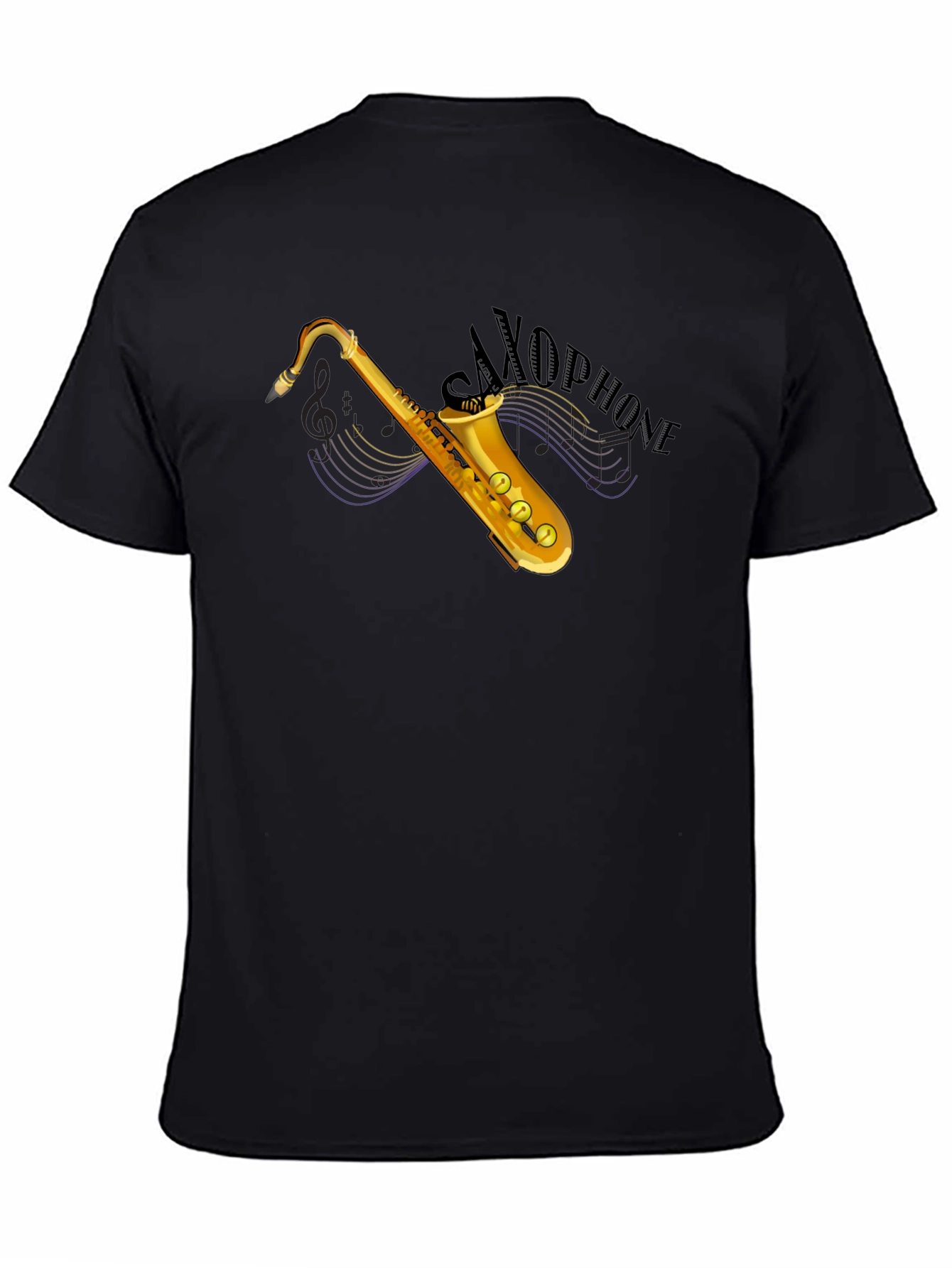 Saxophone Graphic Black T-Shirt - Music Lover Tee