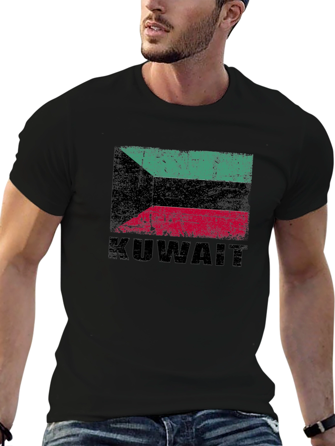 Kuwait Flag Graphic T-Shirt - Distressed Design