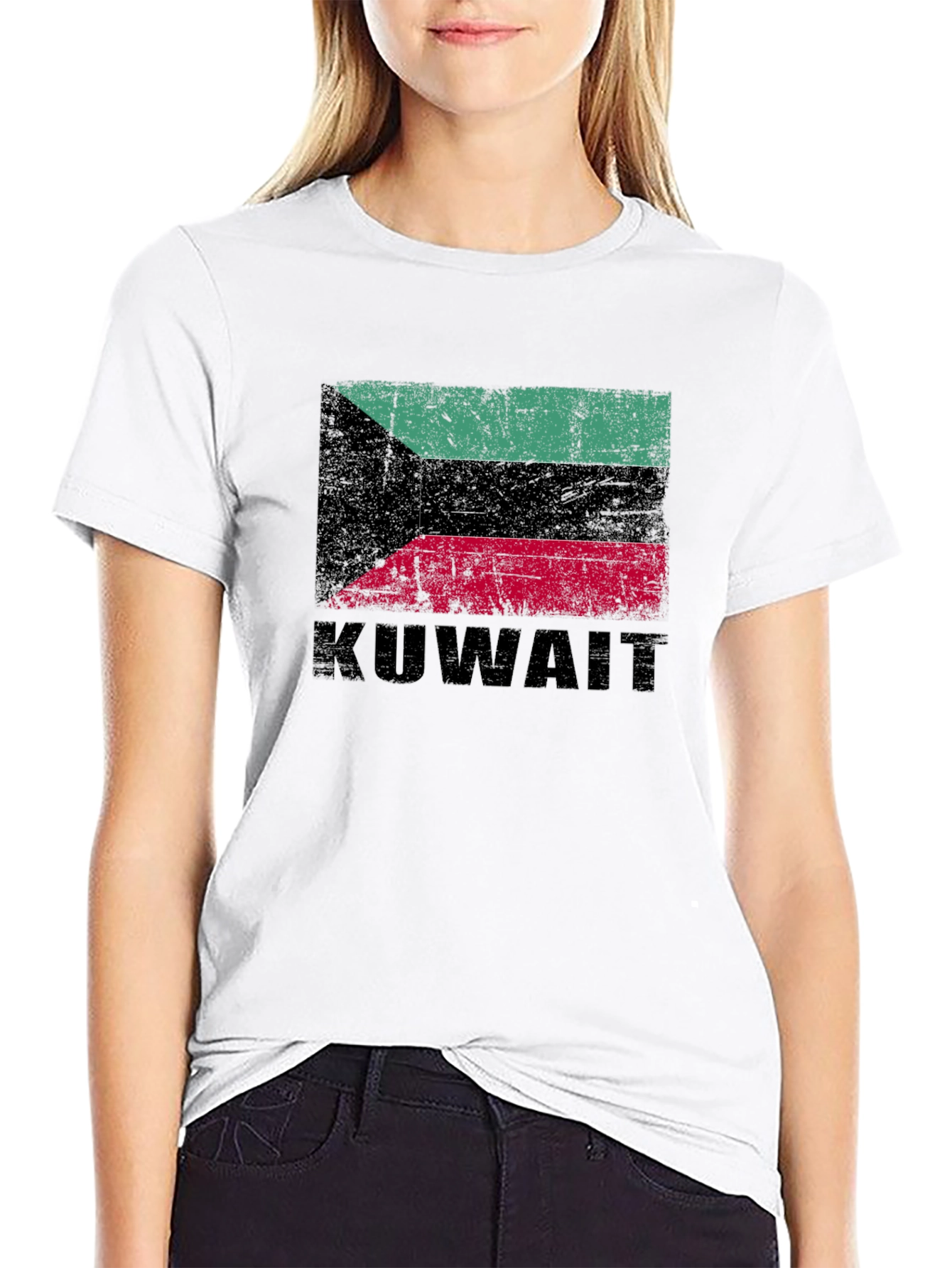 Kuwait Flag Graphic T-Shirt - Distressed Design