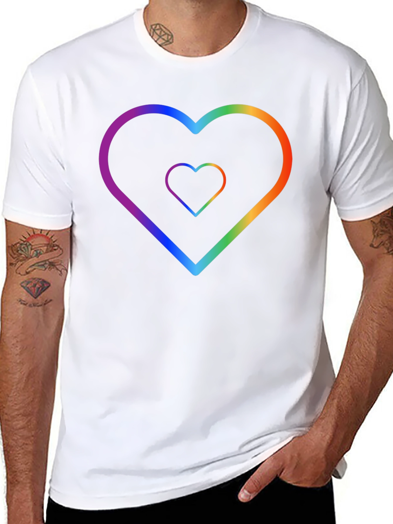 Rainbow Heart Graphic Black T-Shirt