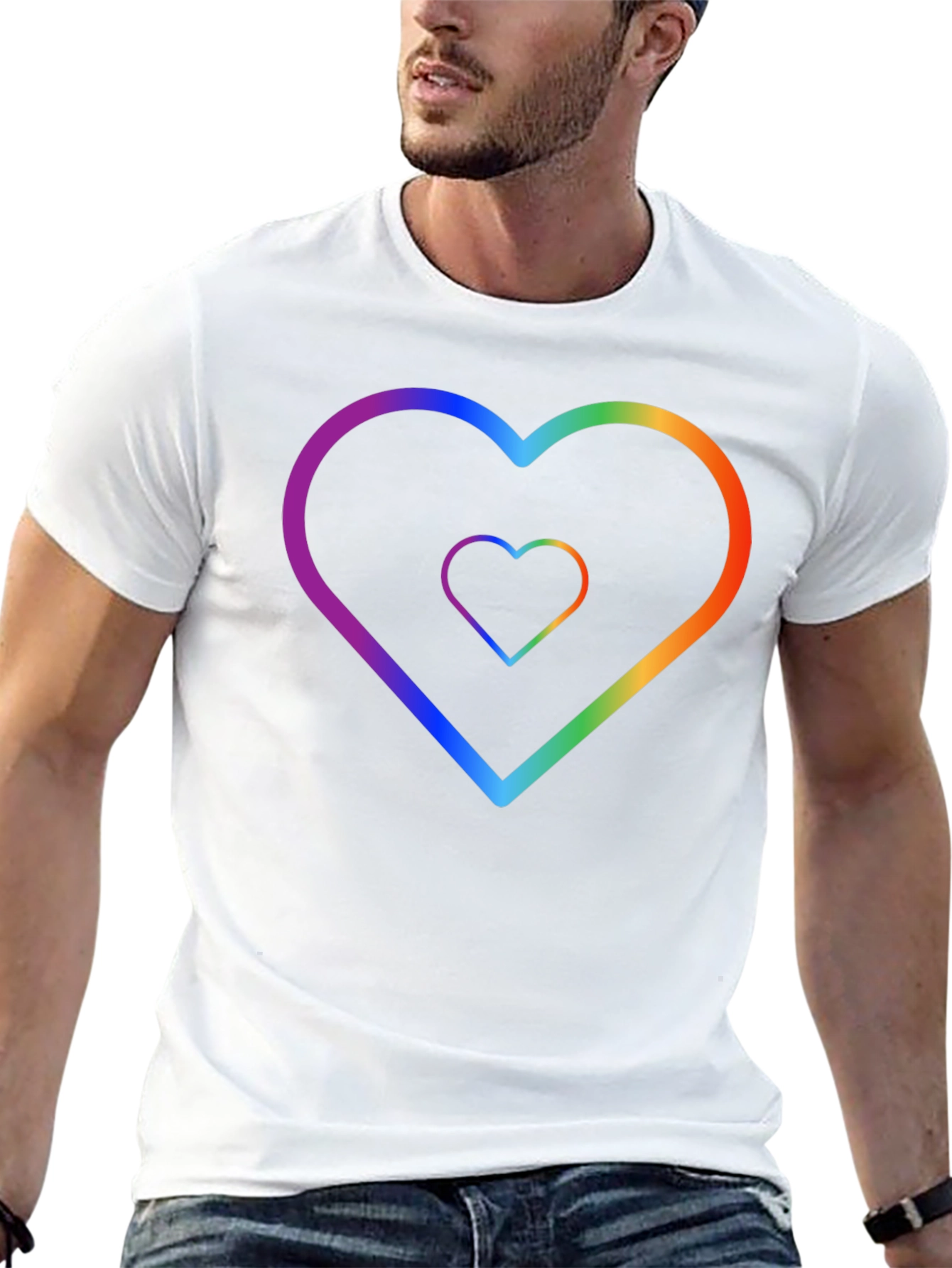 Rainbow Heart Graphic Black T-Shirt