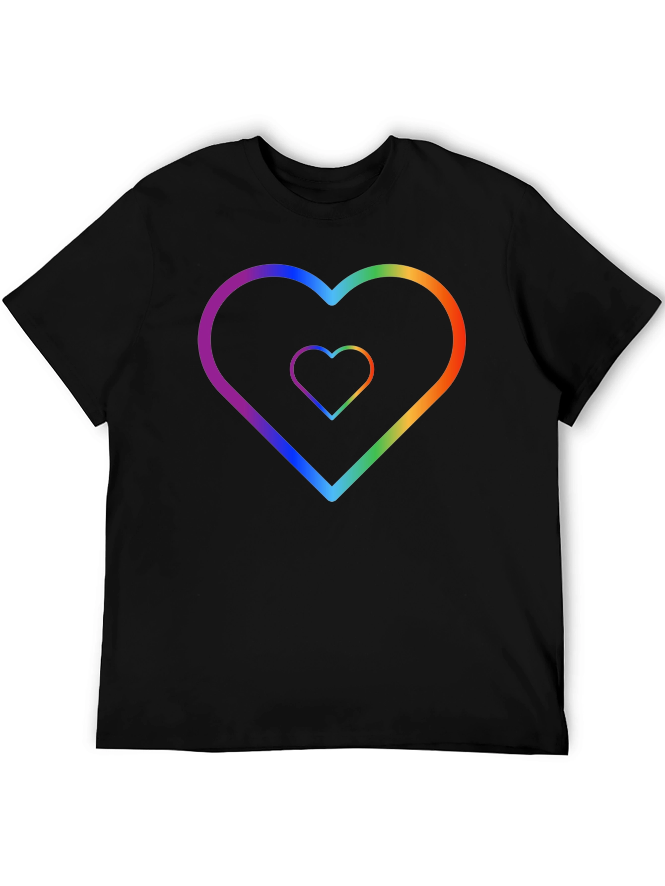 Rainbow Heart Graphic Black T-Shirt