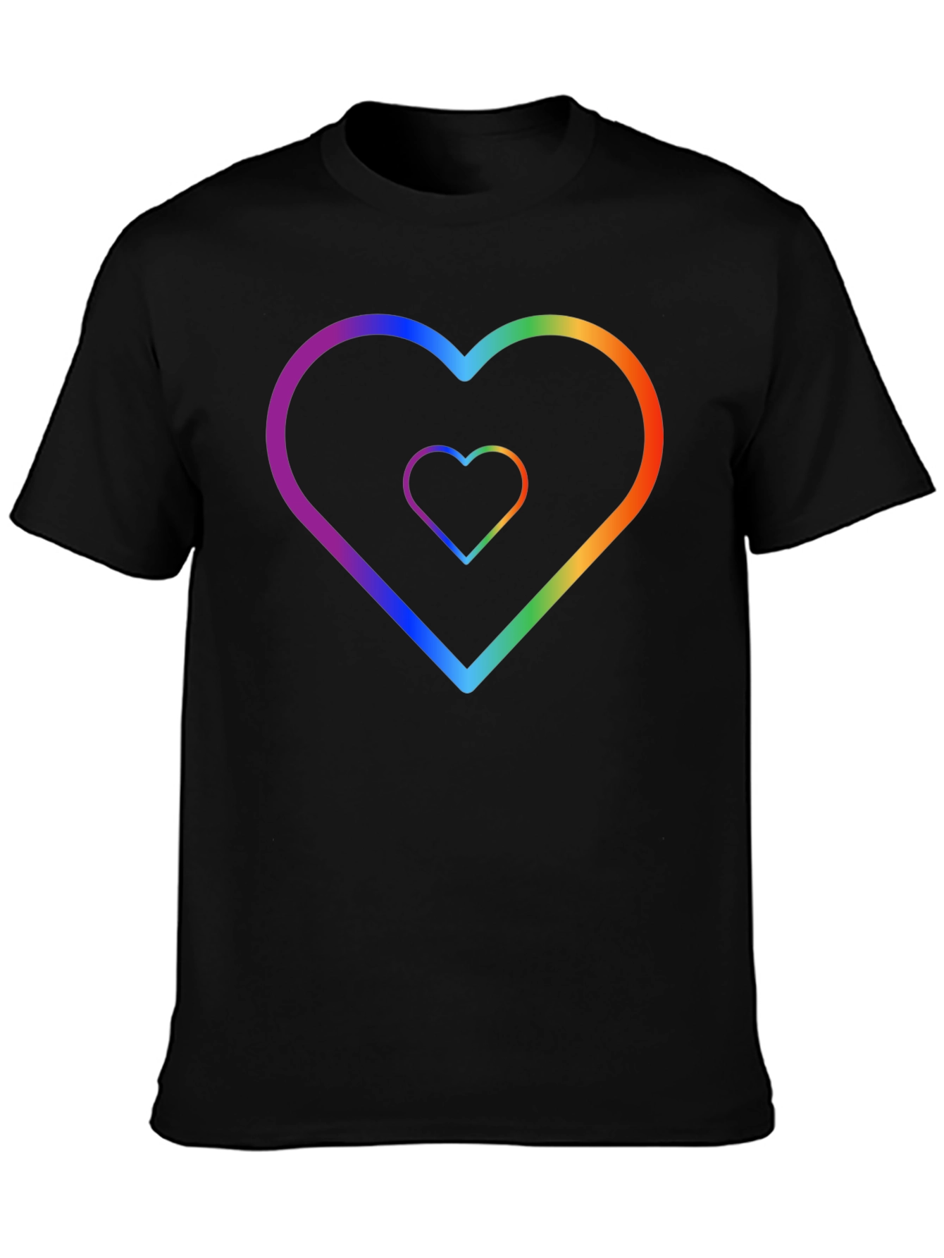 Rainbow Heart Graphic Black T-Shirt