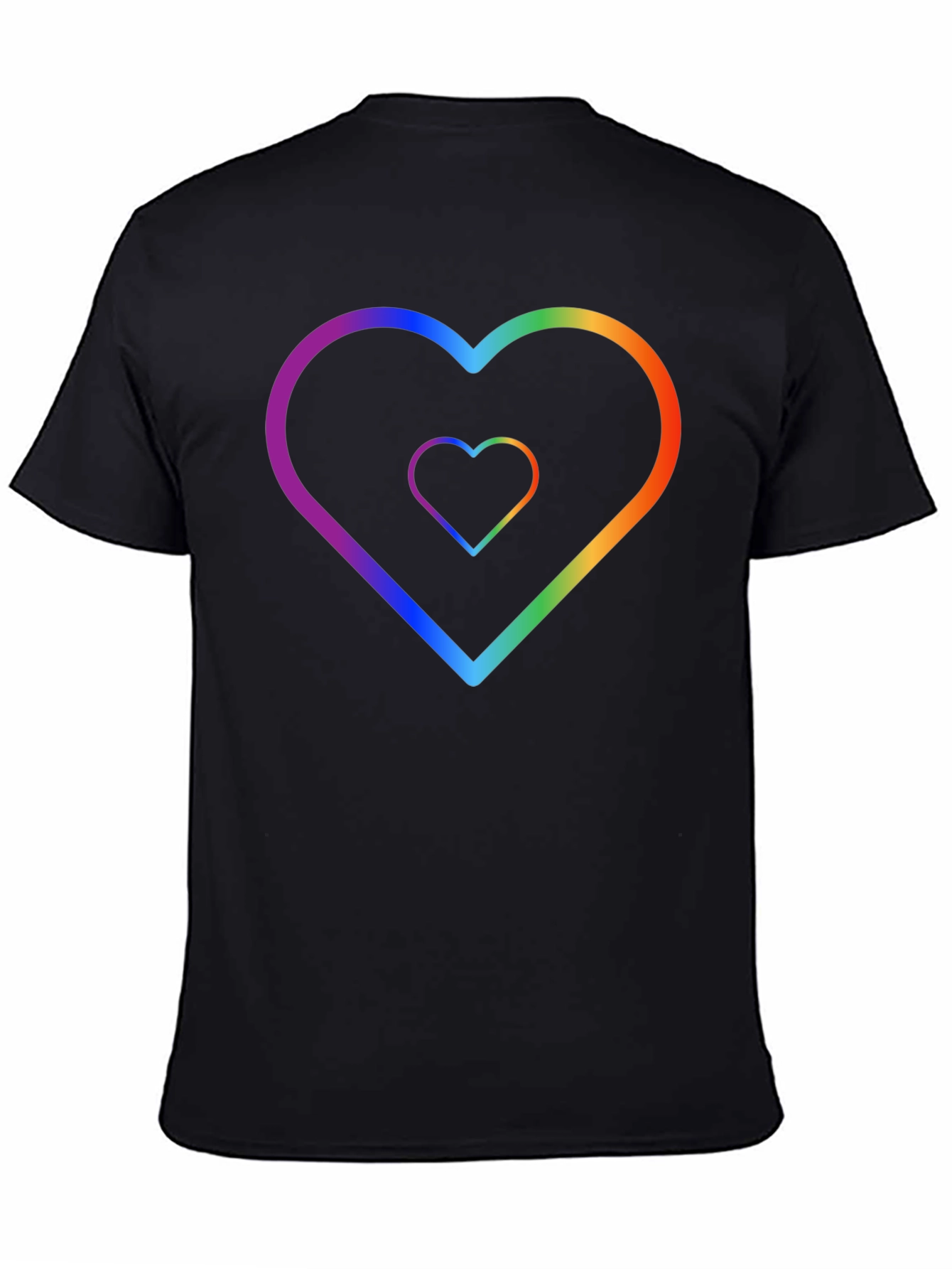 Rainbow Heart Graphic Black T-Shirt