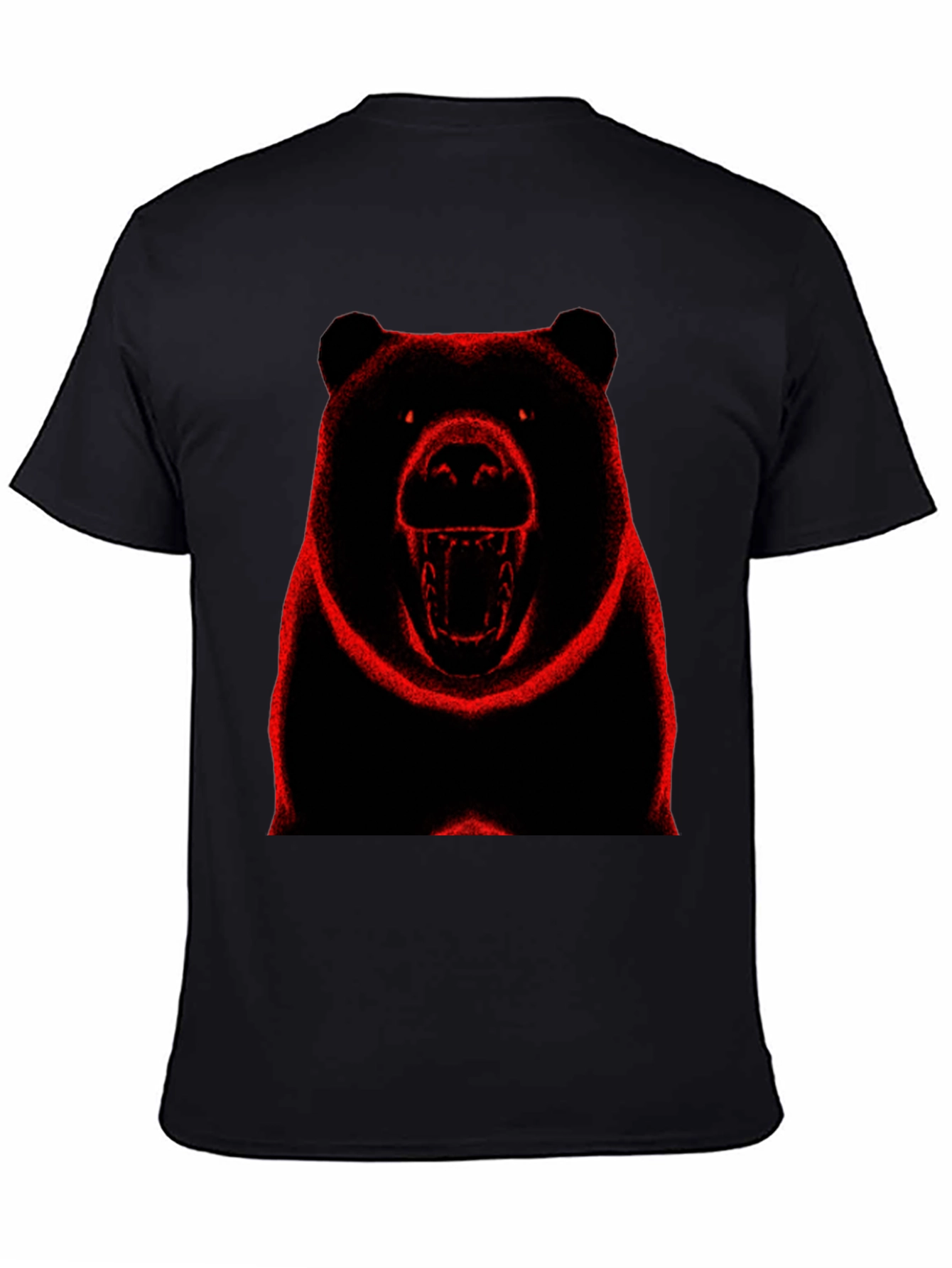 Bear Graphic Print Black T-Shirt