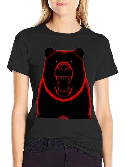 Bear Graphic Print Black T-Shirt