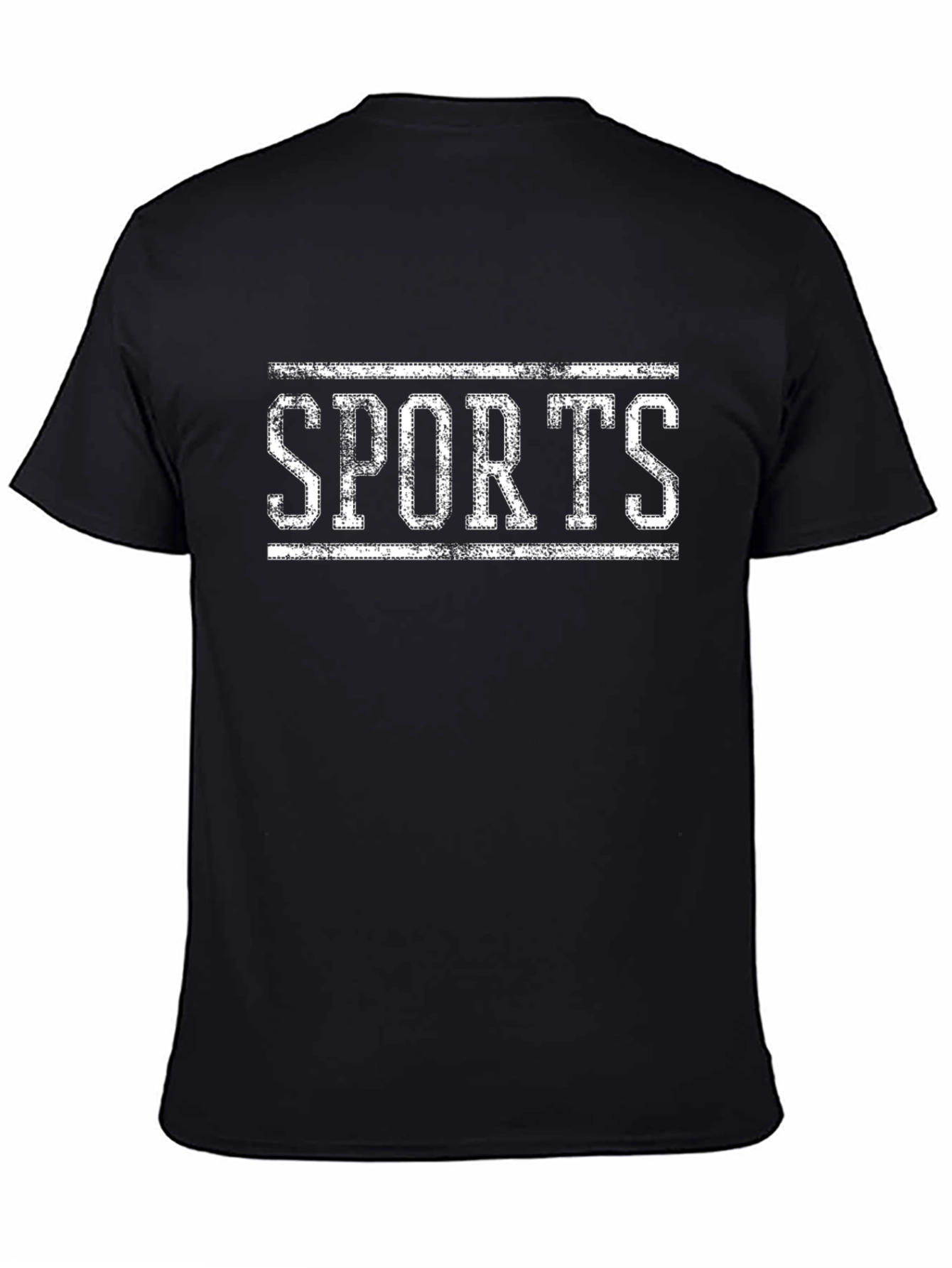 Distressed SPORTS Graphic Tee - Black Cotton T-Shirt